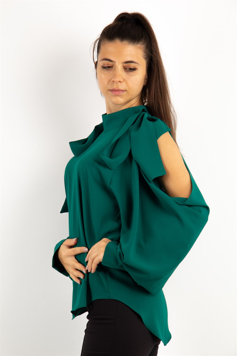 emerald green women's blouse