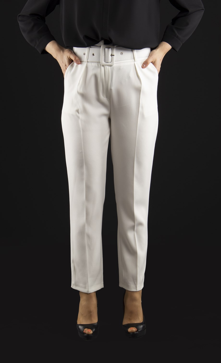 Trousers With Matching Belt Casual Formal Office Pants For Ladies