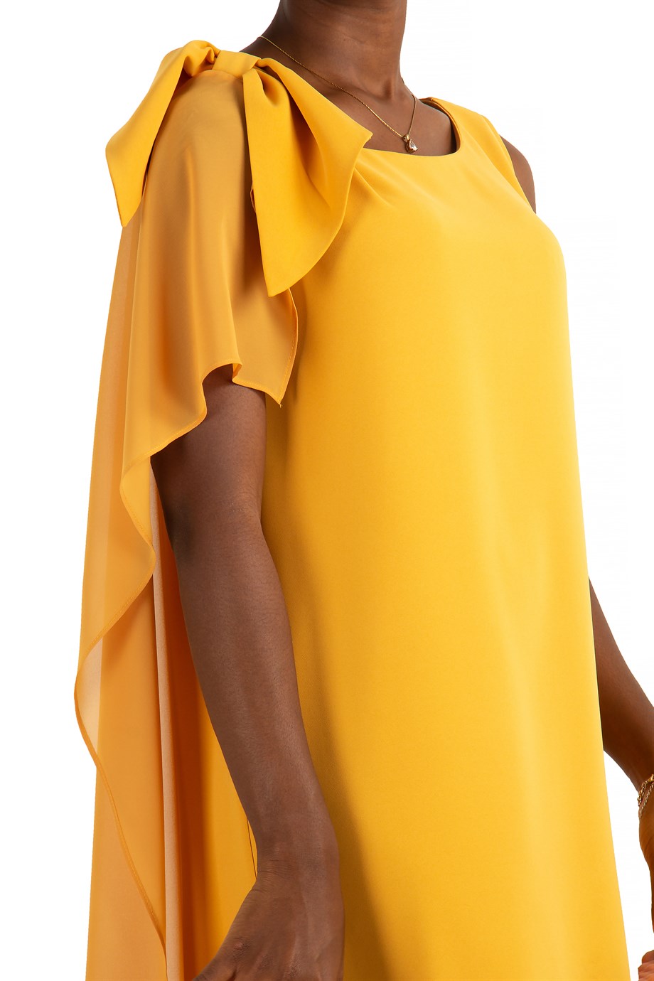 Tulle Cape Elegant Dress Mustard Wholesale Womens Clothing Vendors For Boutiques