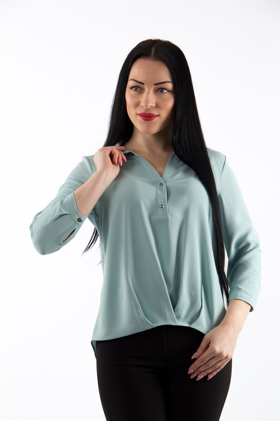 plus size bubble hem blouse