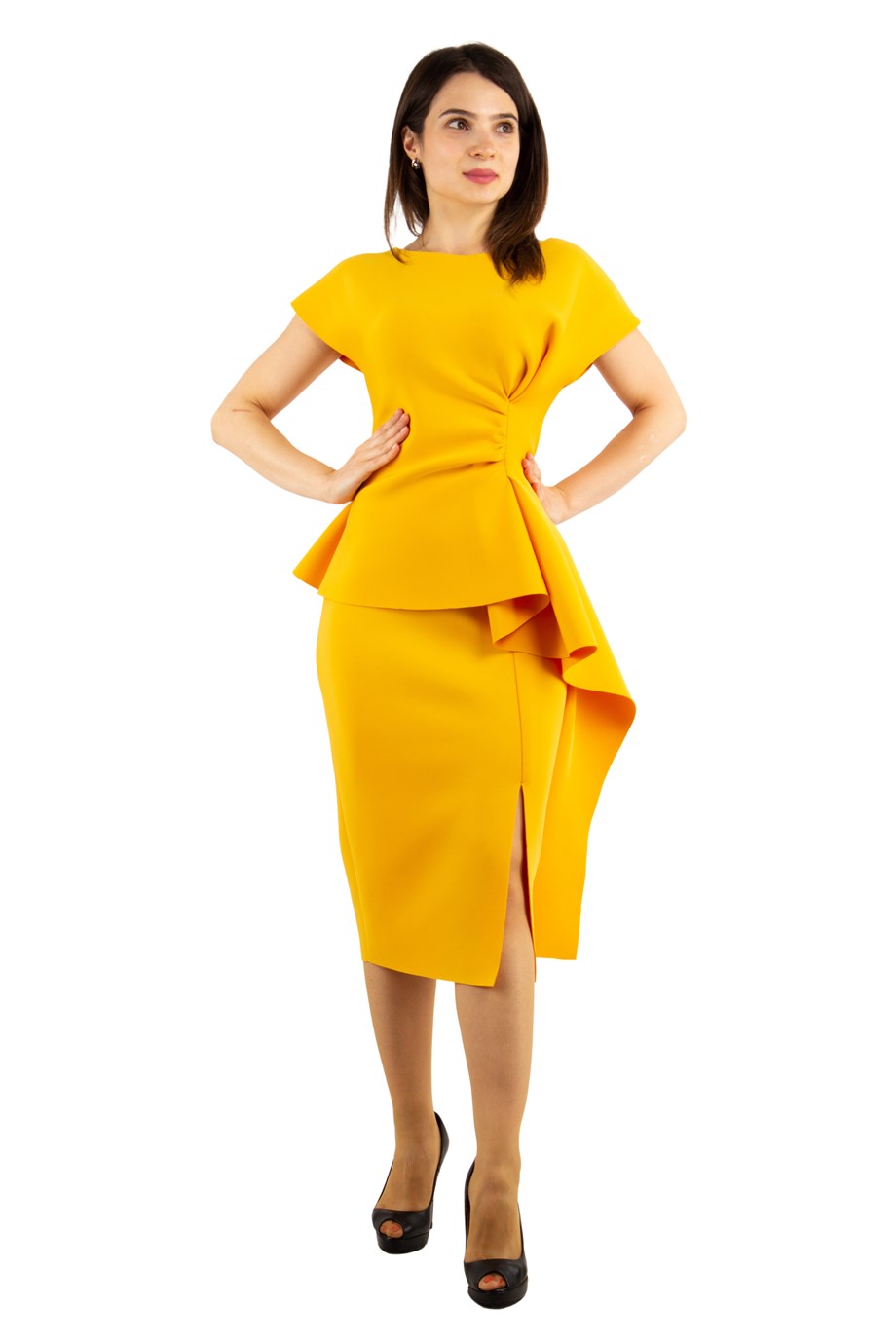 Vishudh Women Peplum Yellow Dress - Buy Vishudh Women Peplum Yellow Dress  Online at Best Prices in India | Flipkart.com