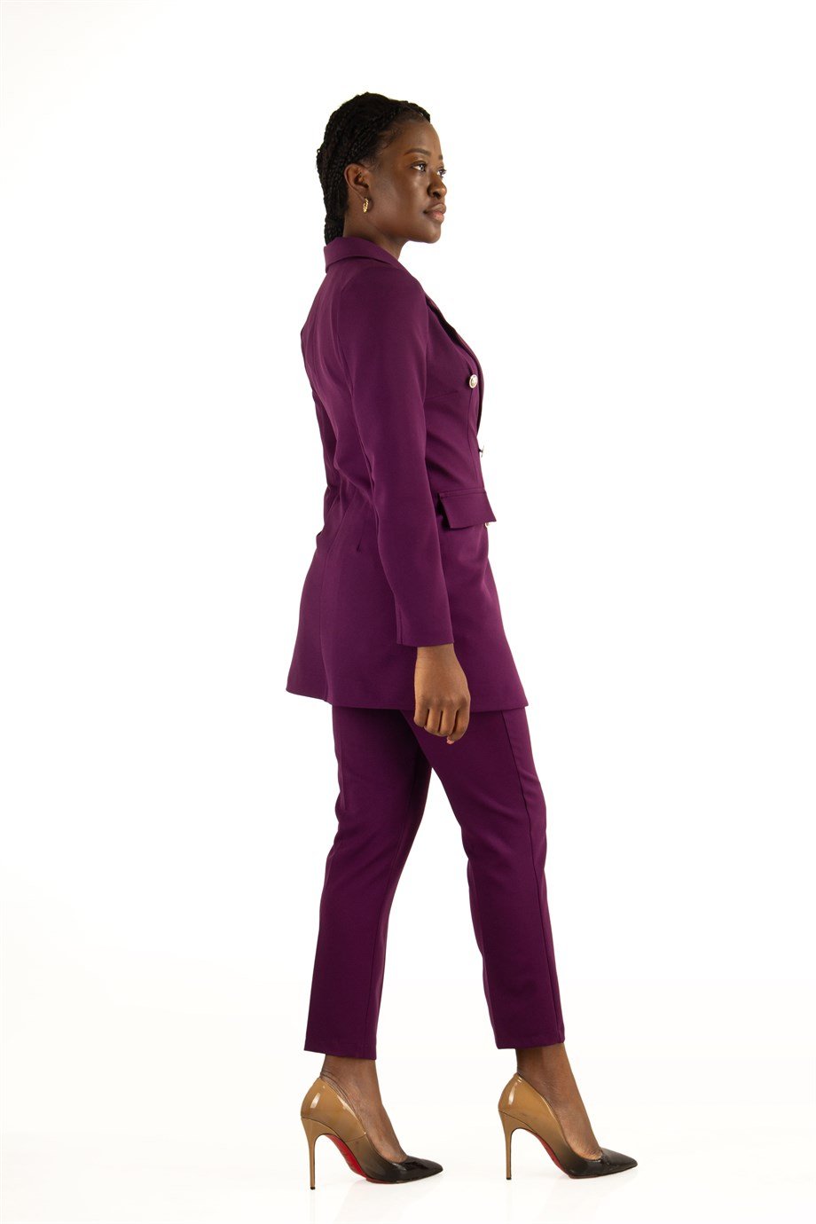 Blazer Femme Costume Boutonne Bordeaux Vannes