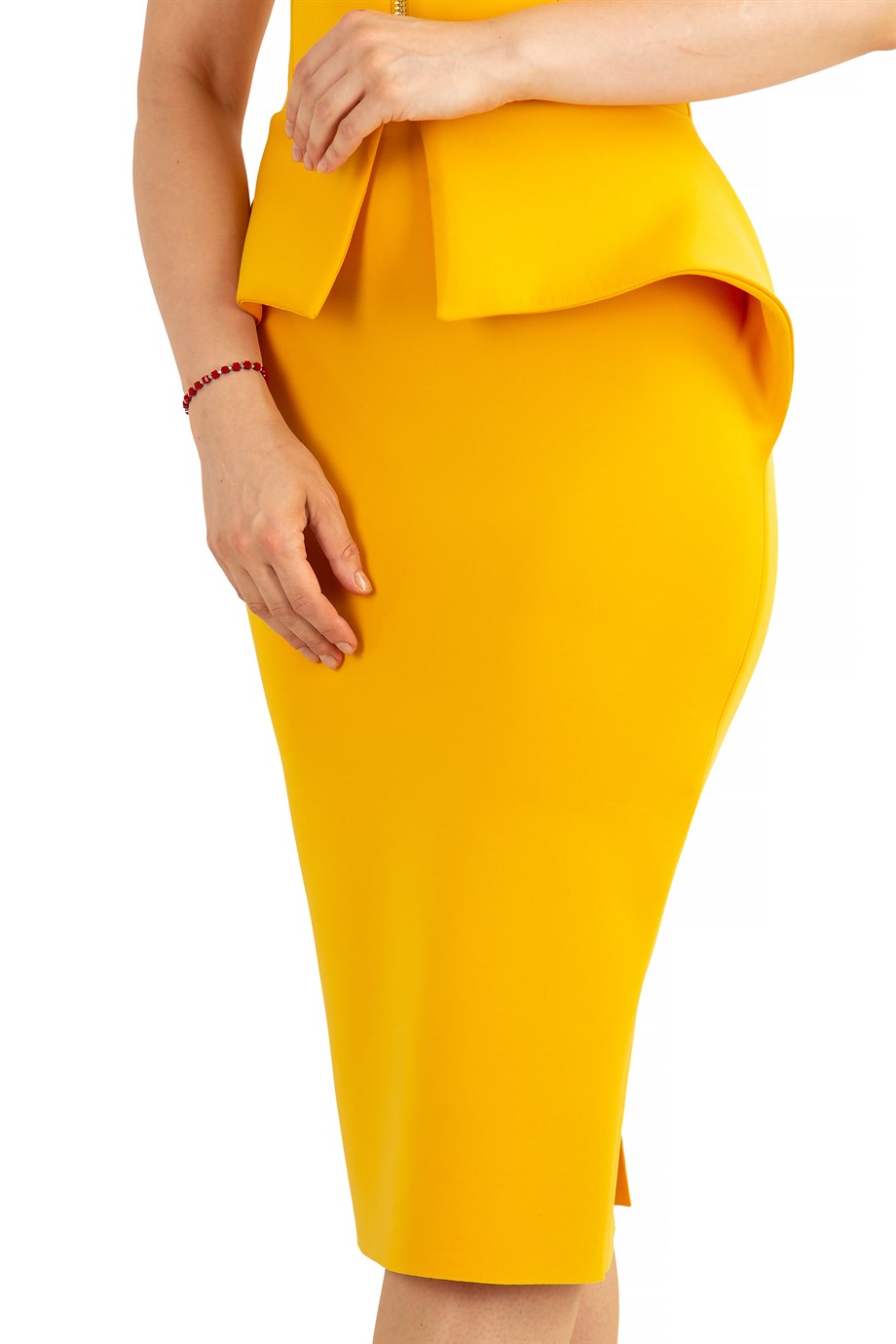 Mustard peplum dress sales