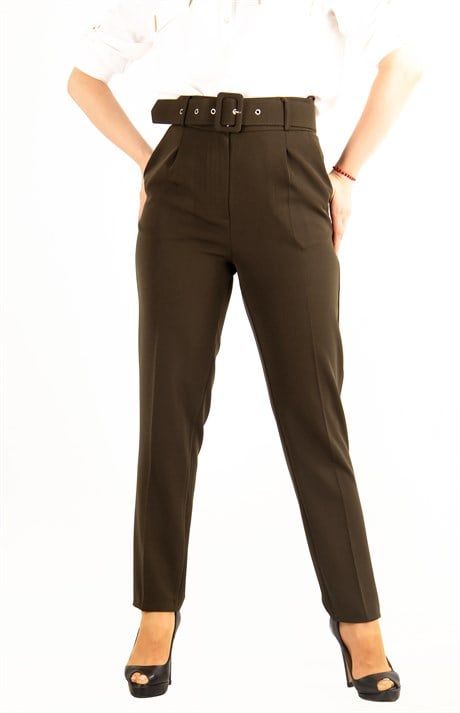 Capreze Dress Pants for Women High Waist Office Work Pant with Pockets  Casual Straight Leg Slacks Business Trousers Dark Green L - Walmart.com