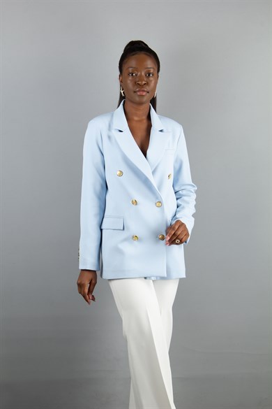 アウターその他 GOLDEN  Woman Blazer Blue GWP00829P00061950486 Double-breasted blazer Golden Goose $1,070.00 USD - Biffi