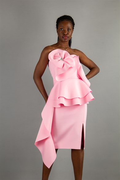 Ruffle Peplum Scuba Dress