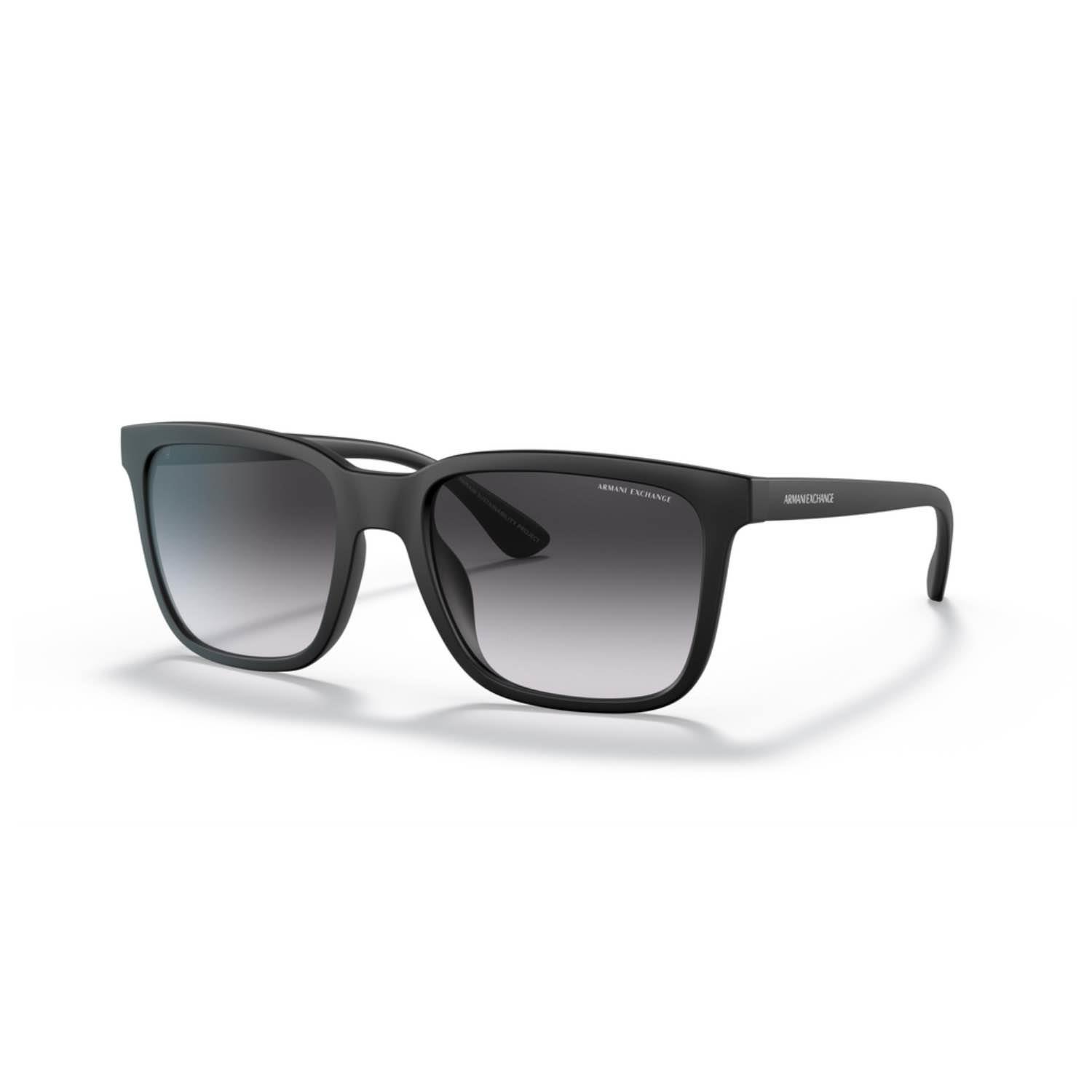 Armani Exchange 4112SU 80788G 55 Unisex Dikdörtgen Siyah Kemik Güneş Gözlüğü 