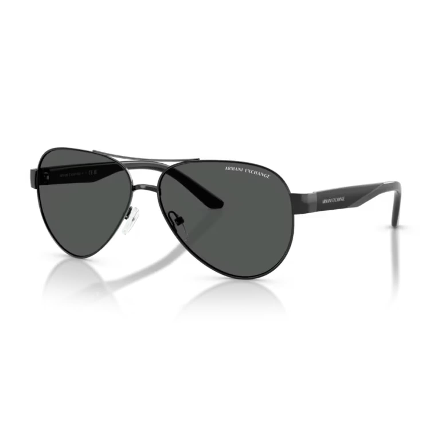 Armani Exchange AEX 2034S 600087 59 Erkek Pilot Siyah Metal Güneş Gözlüğü