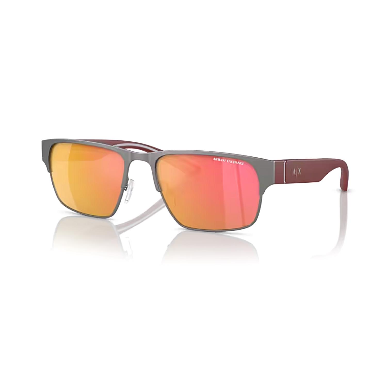 Armani Exchange AEX 2046S 60036Q 57 Erkek Dikdörtgen Mat Gri Metal Güneş Gözlüğü