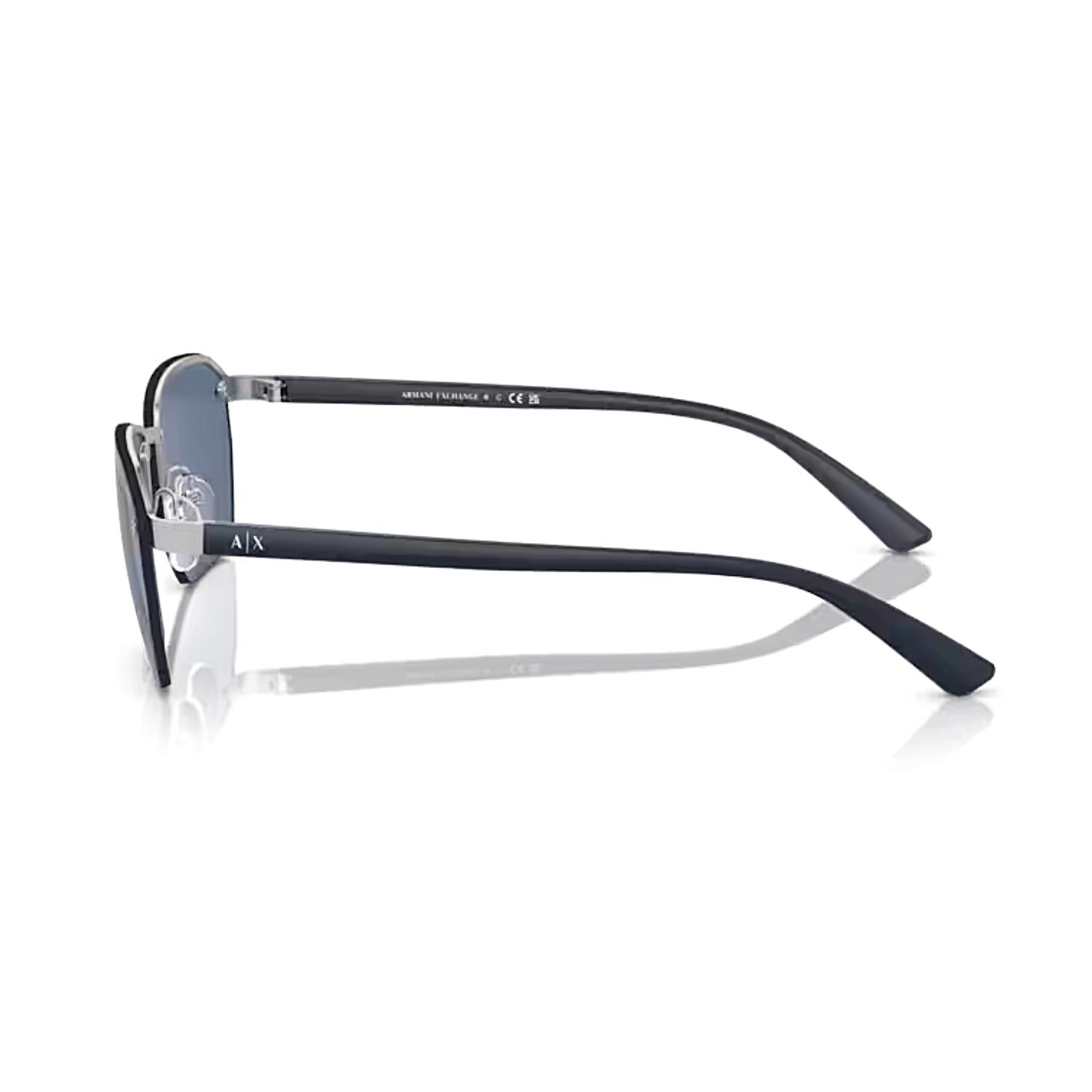 Armani Exchange AEX 2048S 604580 59 Erkek Dikdörtgen Mat Gümüş Metal Güneş Gözlüğü