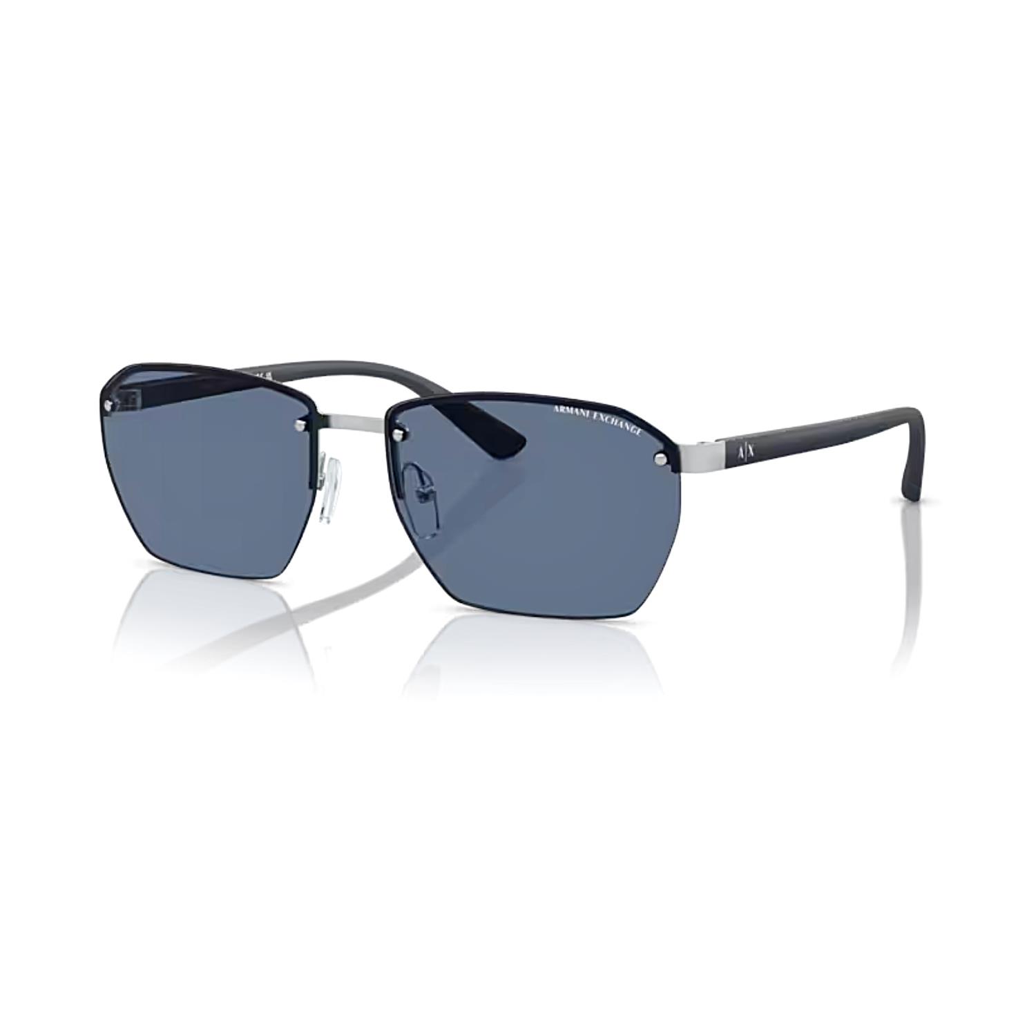 Armani Exchange AEX 2048S 604580 59 Erkek Dikdörtgen Mat Gümüş Metal Güneş Gözlüğü