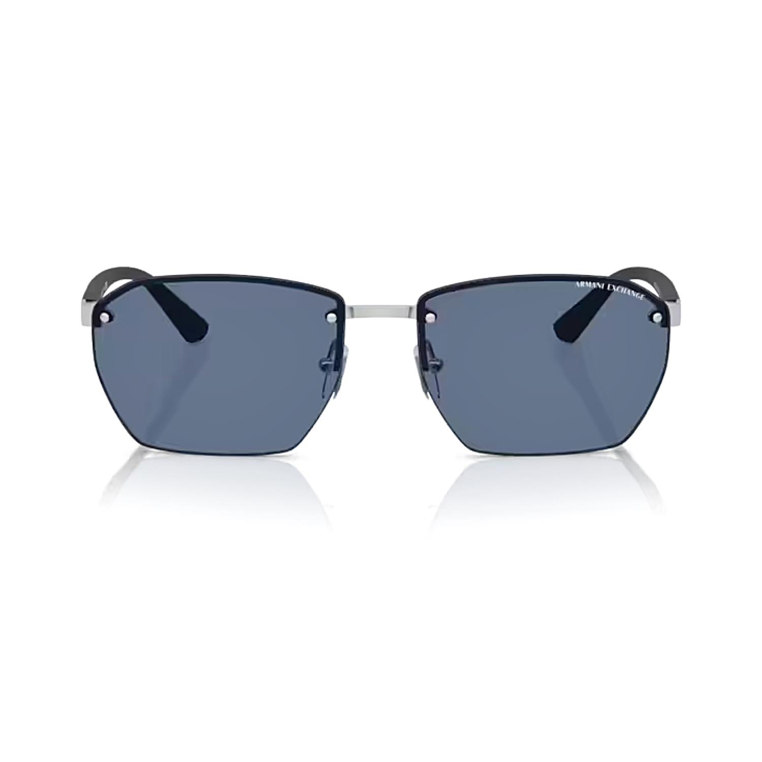Armani Exchange AEX 2048S 604580 59 Erkek Dikdörtgen Mat Gümüş Metal Güneş Gözlüğü