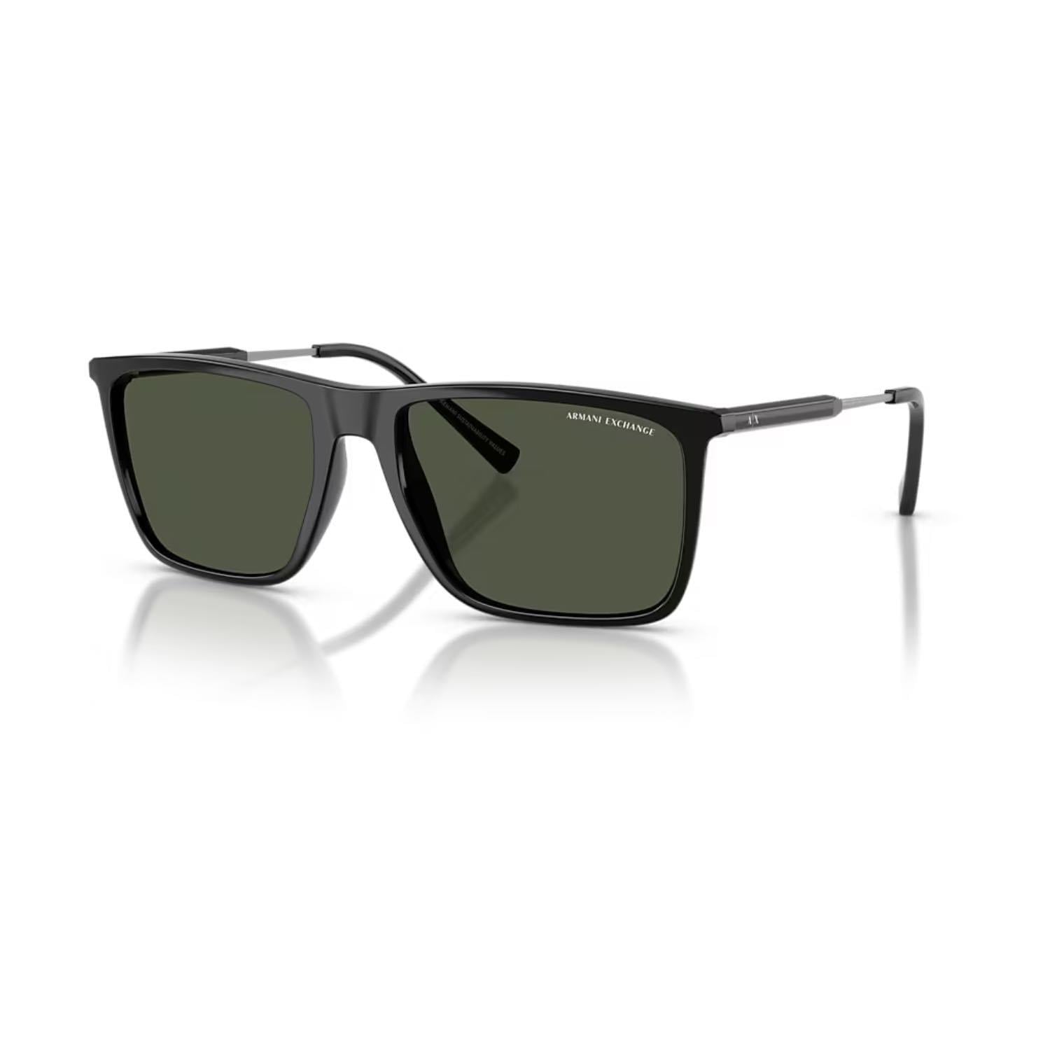 Armani Exchange AEX 4160S 81582J 57 Unisex Dikdörtgen Siyah Kemik Güneş Gözlüğü