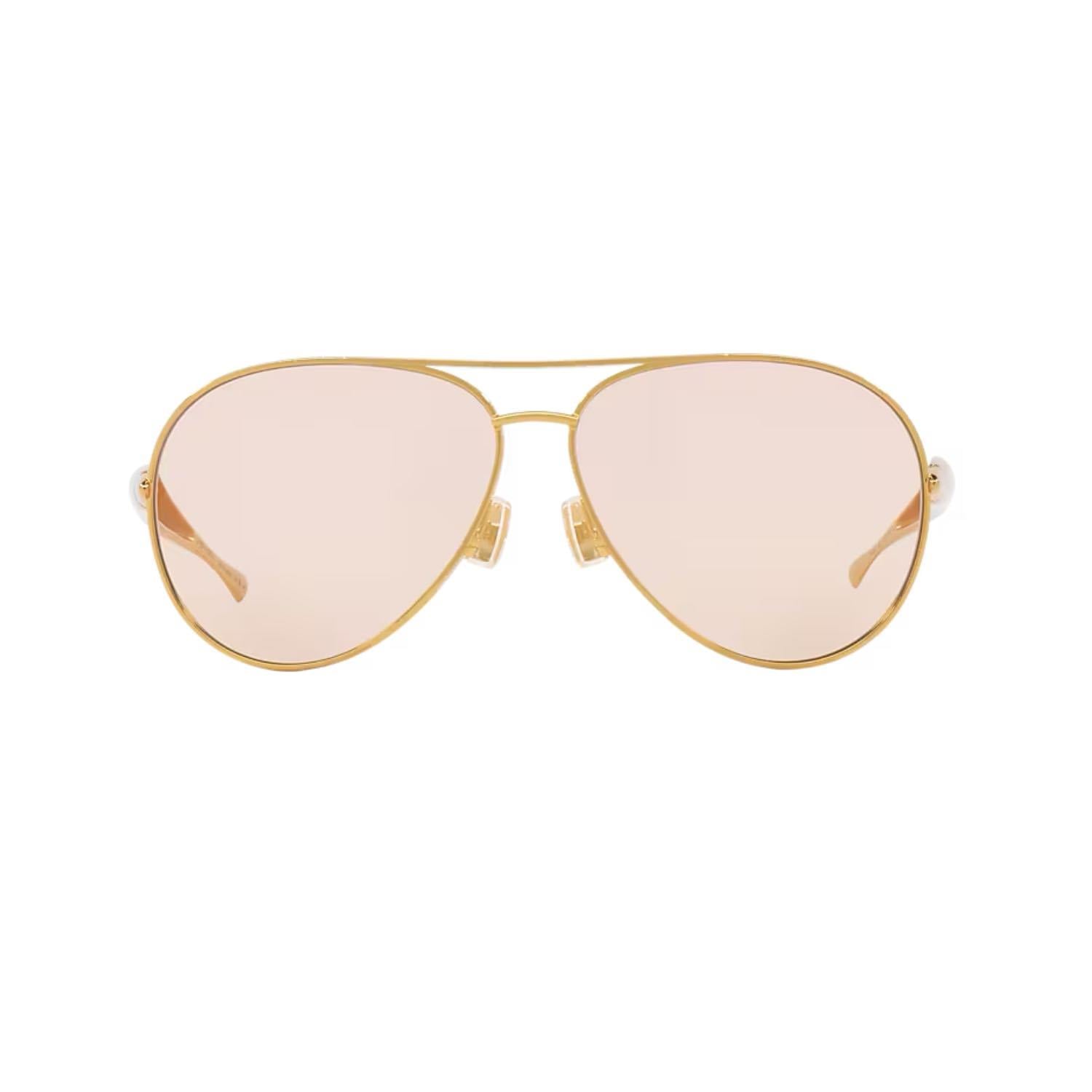 Bottega Veneta BV 1305S 002 64 Unisex Pilot Gold Metal Güneş Gözlüğü