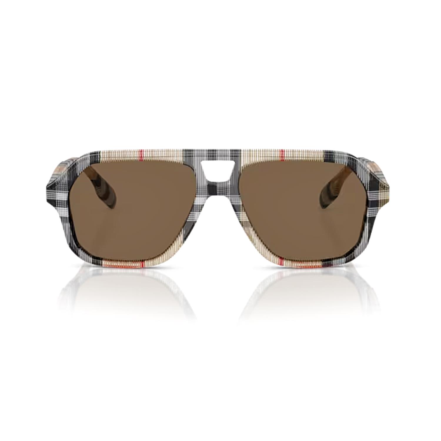 Burberry Junior OJB 4340 377873 50 Çocuk Geometrik Bej Ekose Desenli Kemik Güneş Gözlüğü