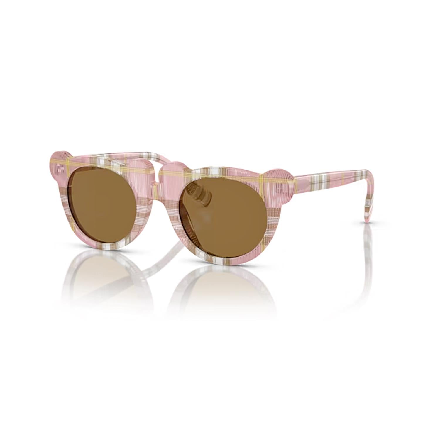 Burberry Junior OJB4355 397273 43 Çocuk Yuvarlak Pembe Ekose Desenli Kemik Güneş Gözlüğü