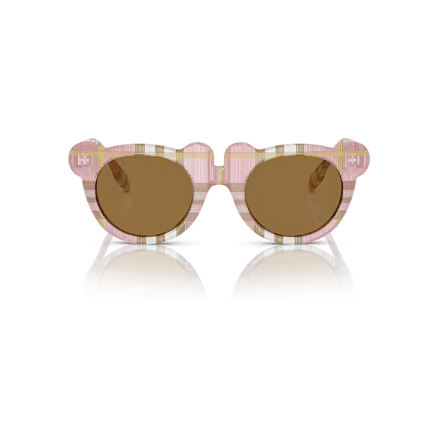 Burberry Junior OJB4355 397273 43 Çocuk Yuvarlak Pembe Ekose Desenli Kemik Güneş Gözlüğü