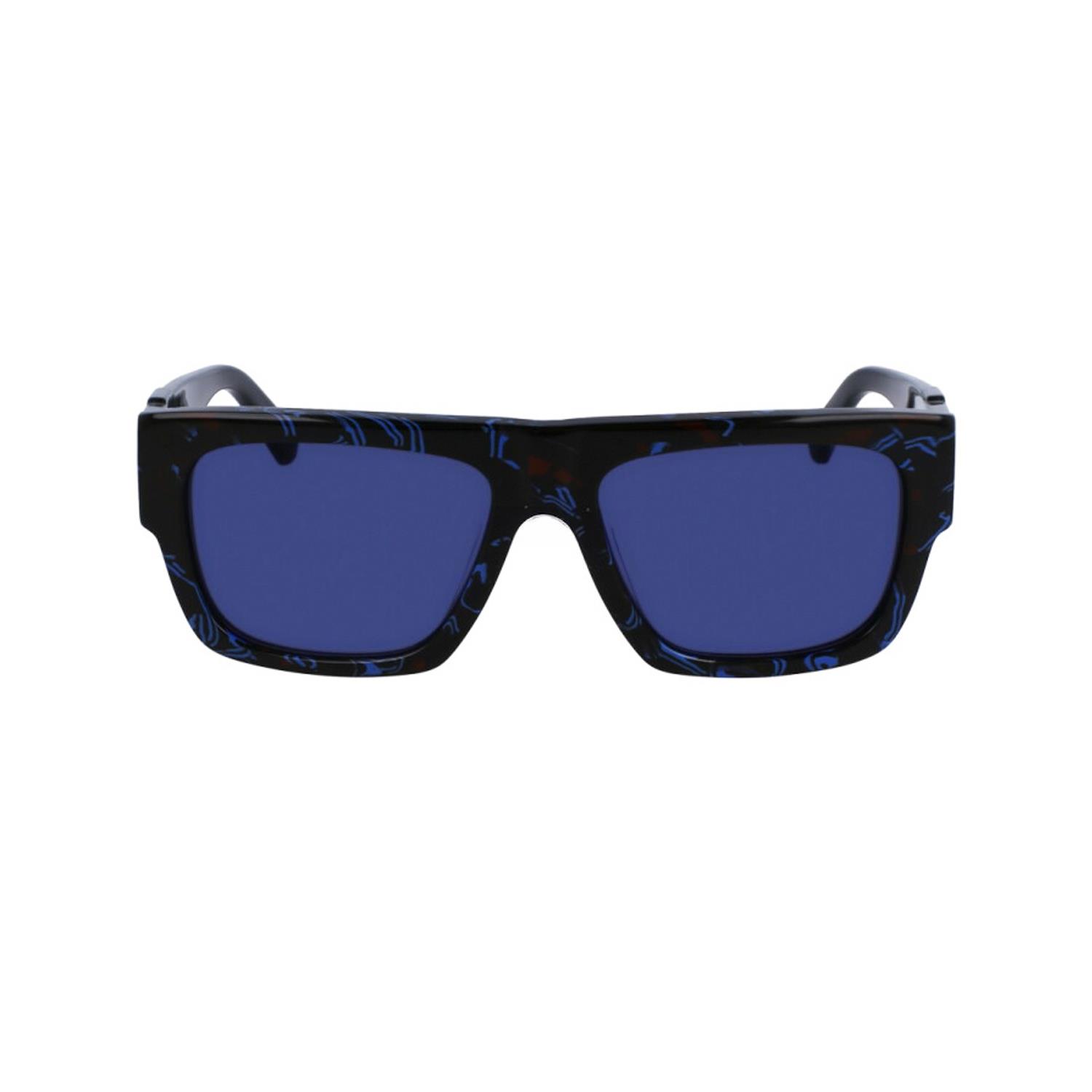 Calvin Klein Jeans CKJ 23654S 400 56 Unisex Dikdörtgen Siyah Mavi Desenli Kemik Güneş Gözlüğü