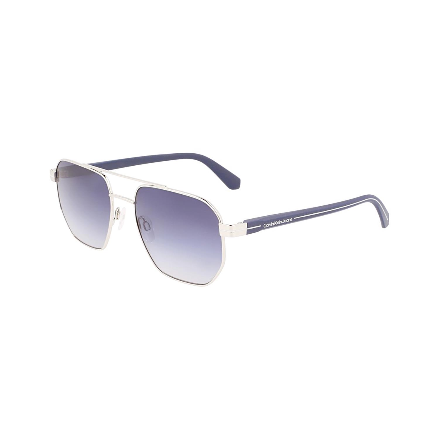 Calvin Klein Jeans CKJ 22204S 040 56 Erkek Geometrik Gri Metal Güneş Gözlüğü