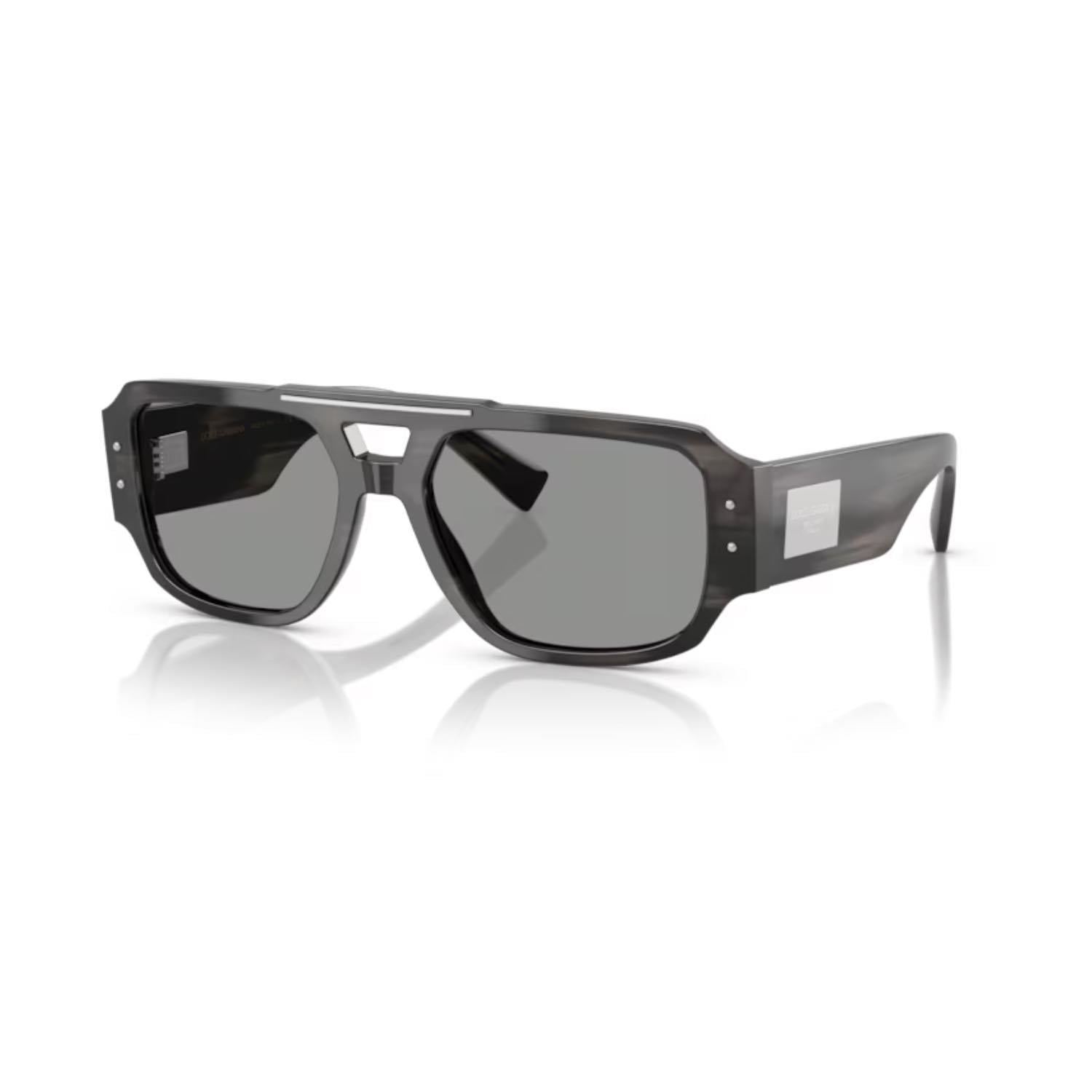Dolce Gabbana DG 4482 34401 57 Erkek Pilot Gri Çizgili Kemik Güneş Gözlüğü