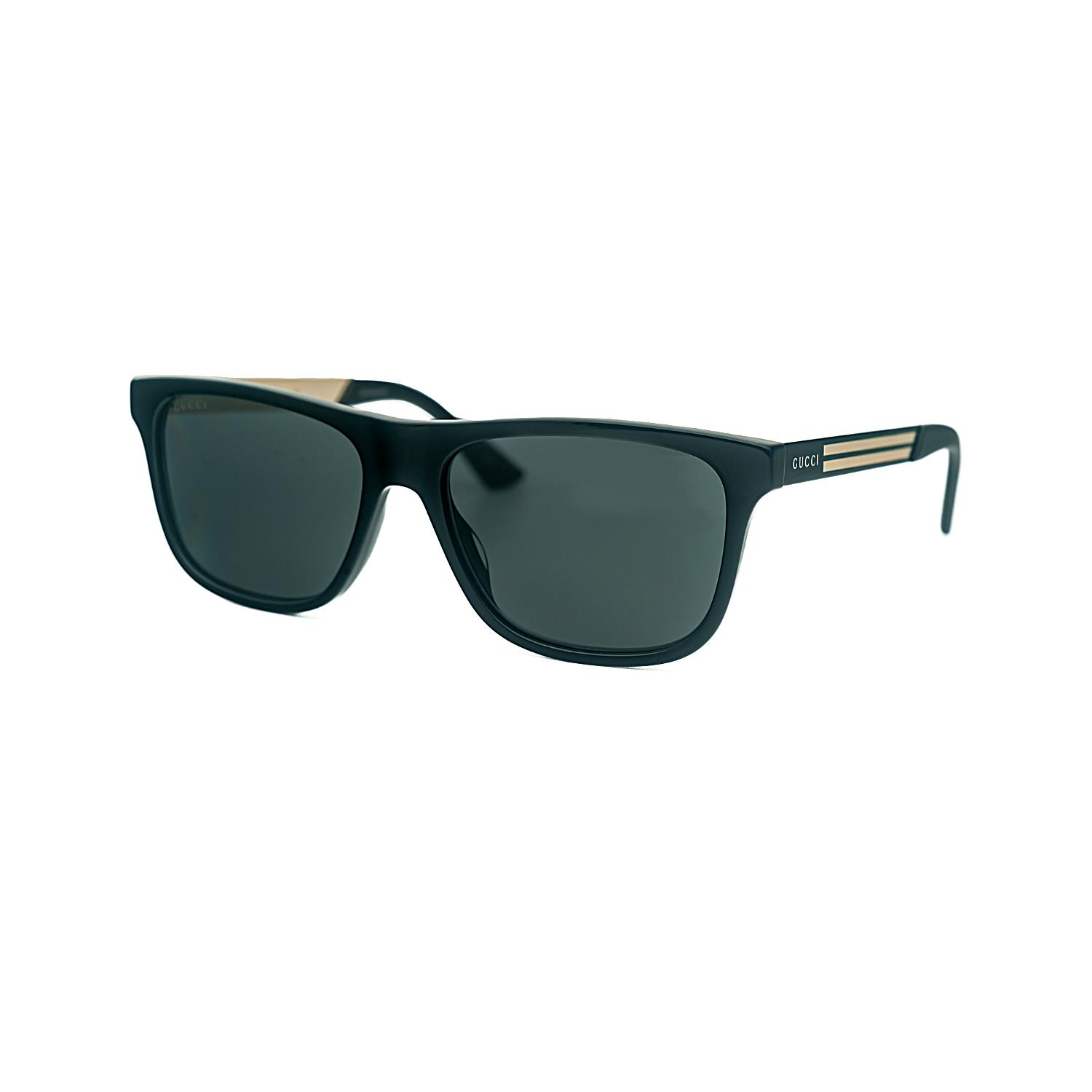 Gucci GG 0687S 001 57 Unisex Kare Siyah Kemik Güneş Gözlüğü