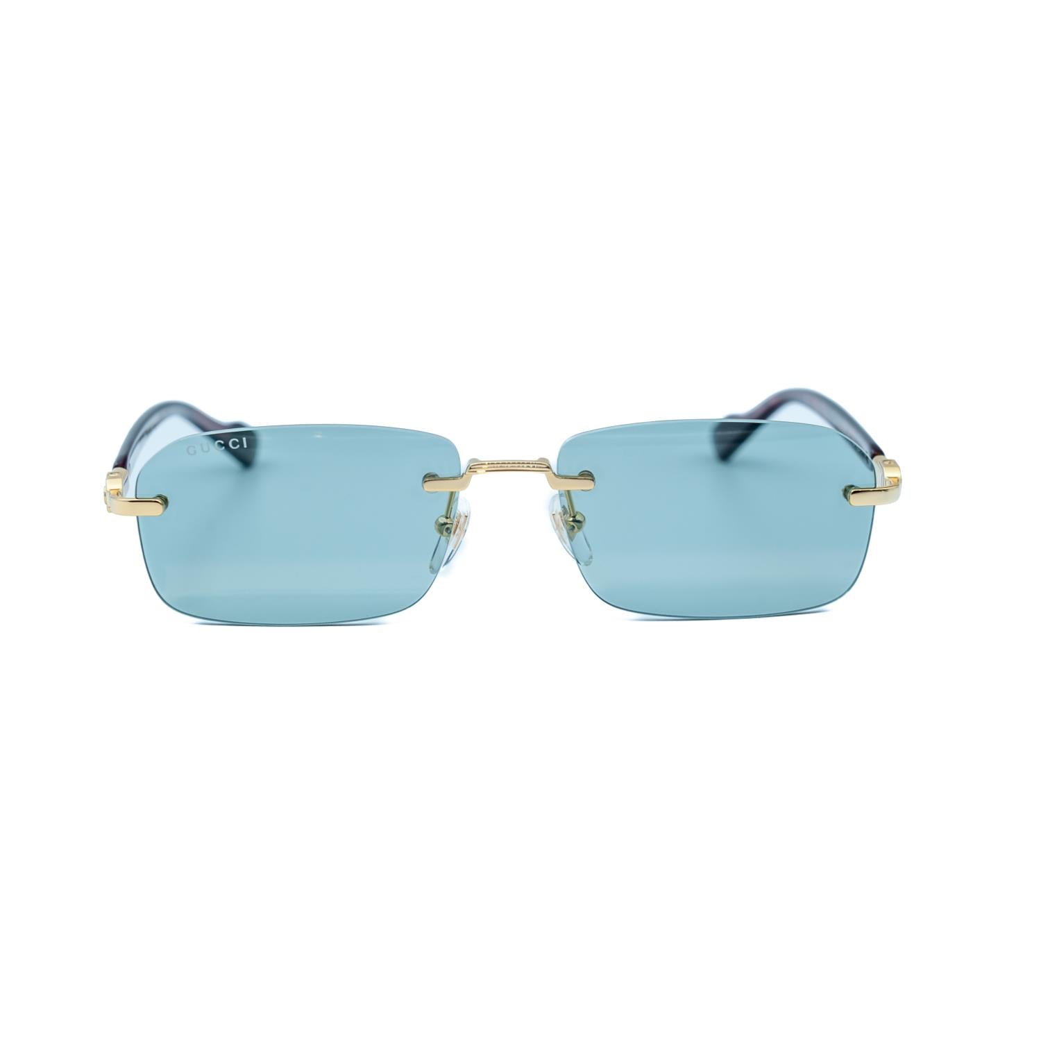 Gucci GG 1221S 003 56 Unisex Dikdörtgen Gold Metal Güneş Gözlüğü