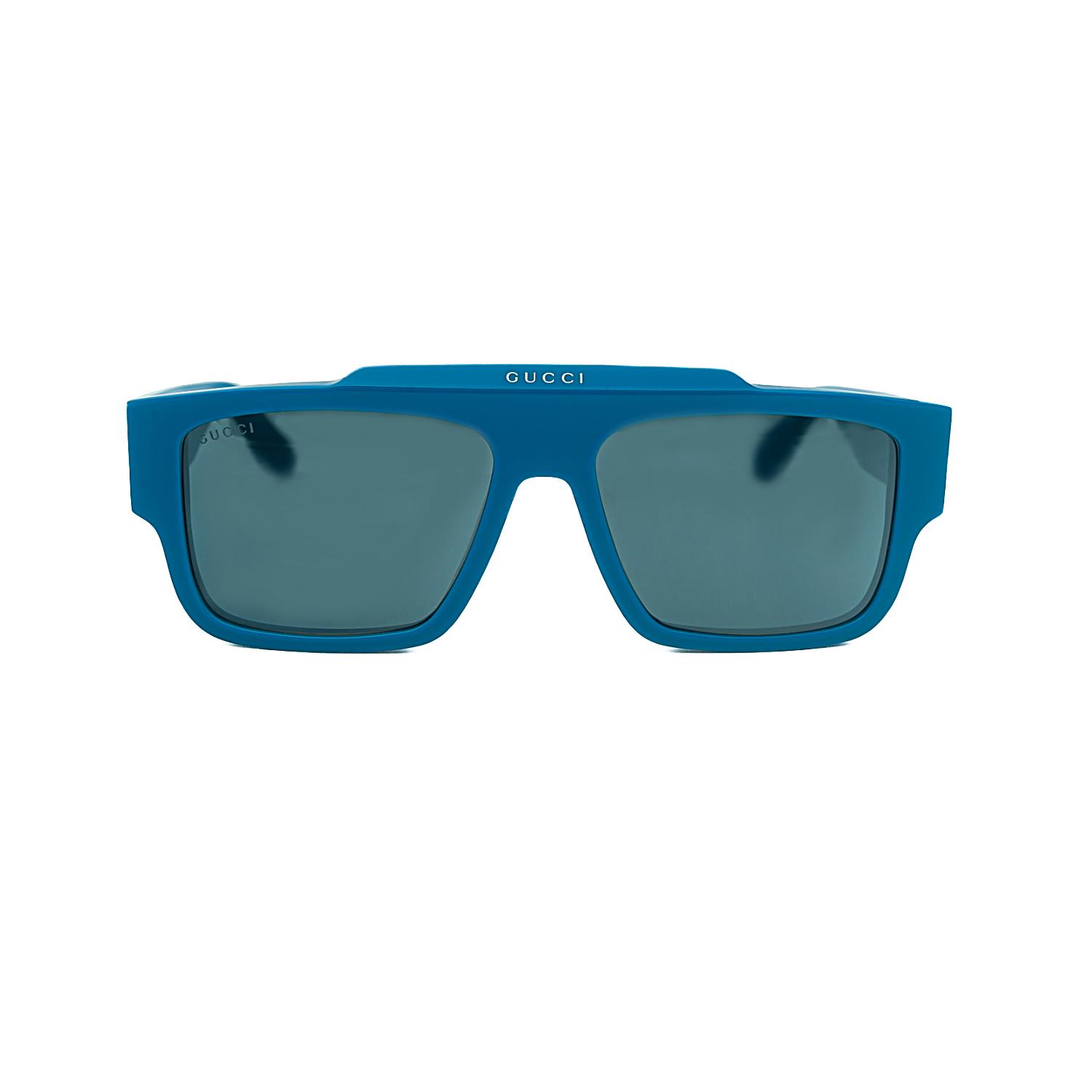 Gucci GG 1460S 004 56 Unisex Dikdörtgen Mavi Kemik Güneş Gözlüğü