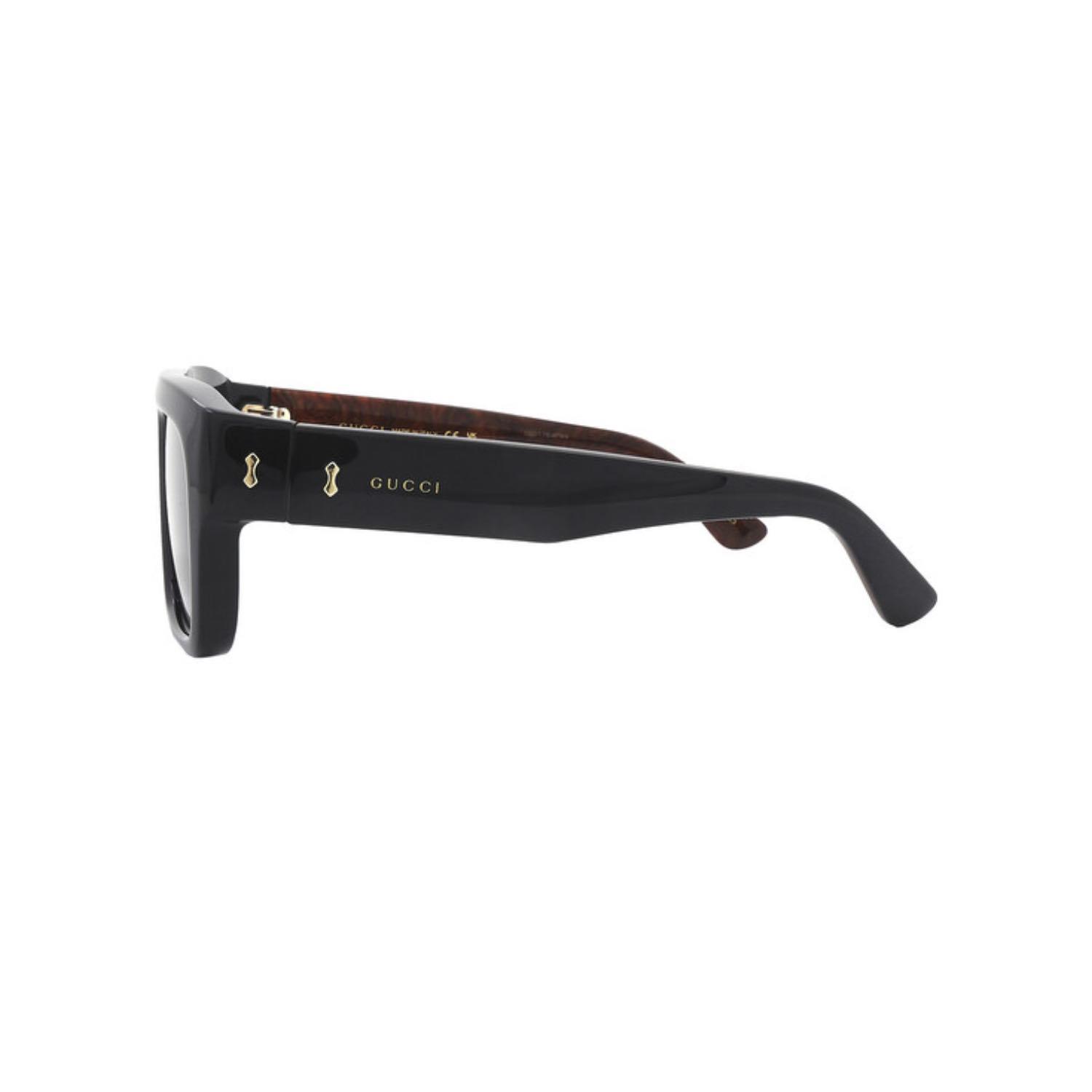 Gucci GG 1461S 001 55 Unisex Dikdörtgen Siyah Kemik Güneş Gözlüğü