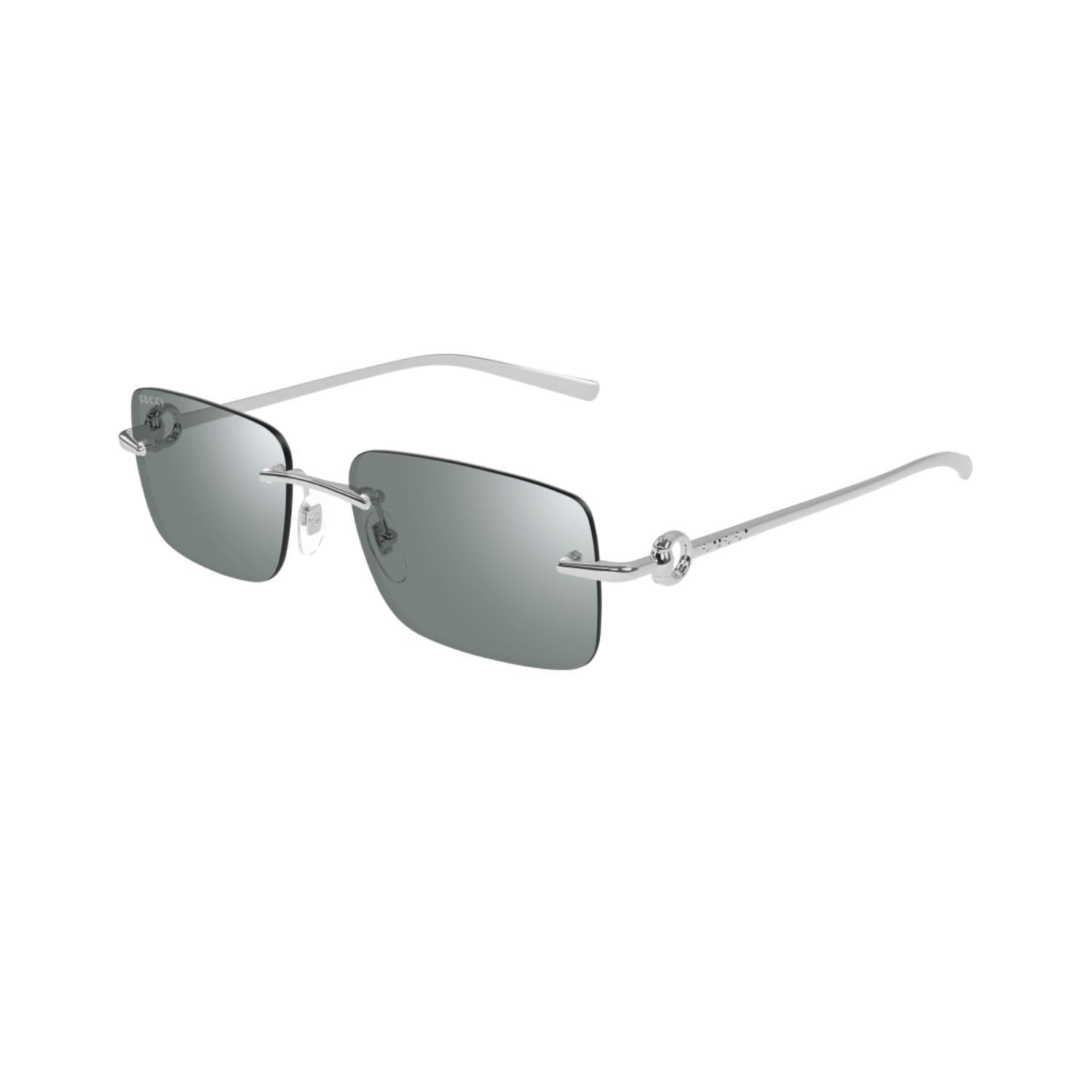 Gucci GG 1703S 002 55 Unisex Dikdörtgen Gri Metal Güneş Gözlüğü