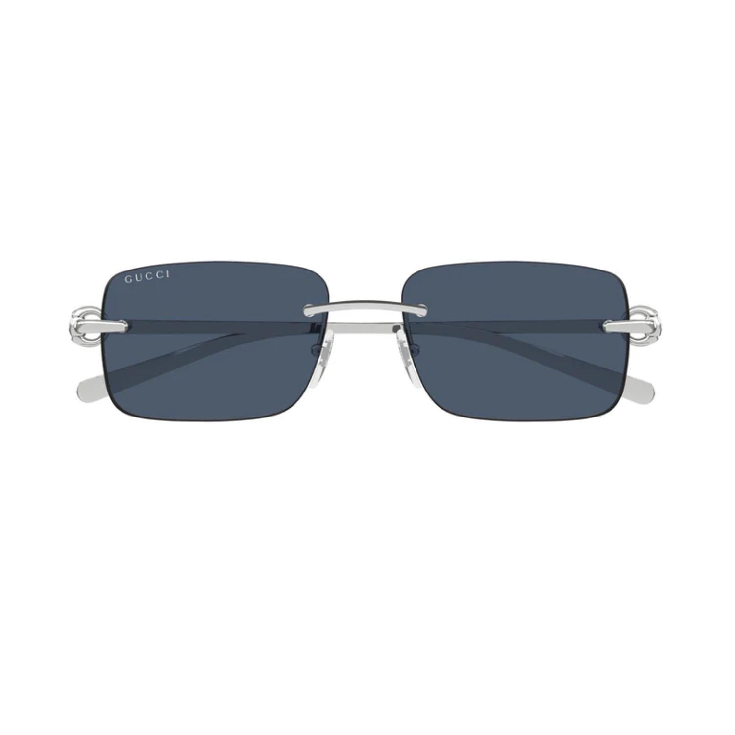 Gucci GG 1703S 003 55 Unisex Dikdörtgen Gri Metal Güneş Gözlüğü
