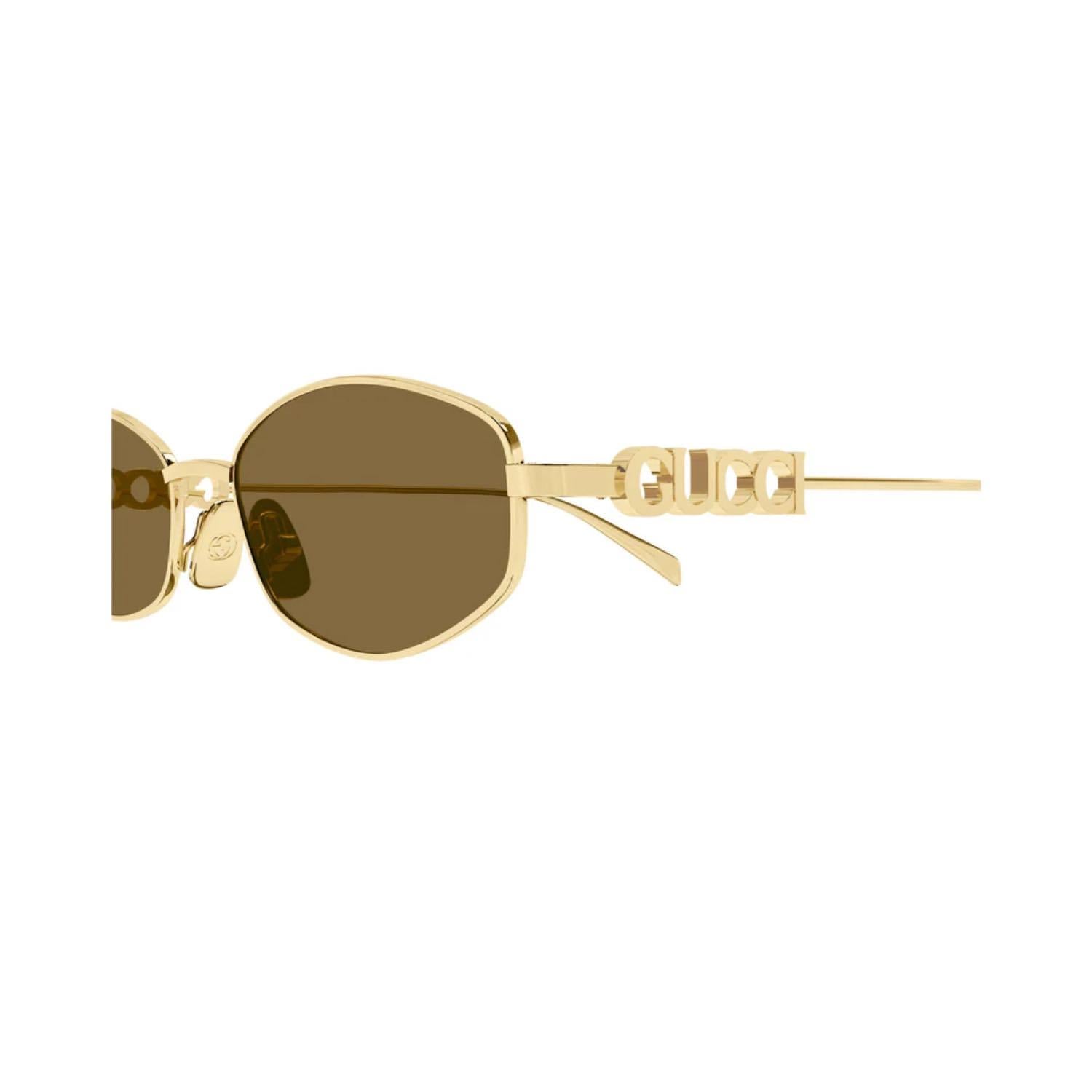 Gucci GG 1802S 005 55 Kadın Geometrik Gold Metal Güneş Gözlüğü