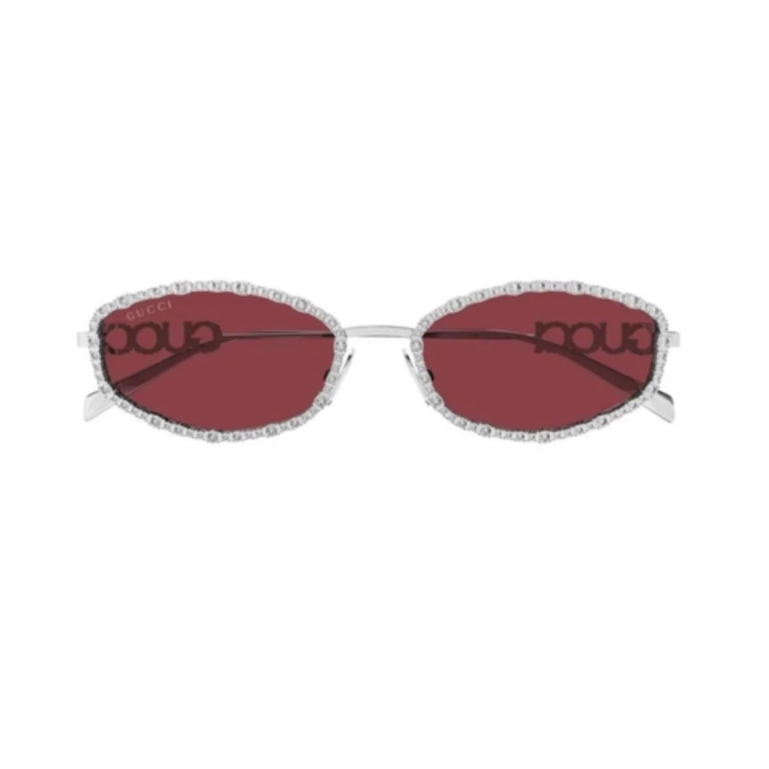 Gucci GG 1803S 002 55 Kadın Oval Gri Metal Güneş Gözlüğü