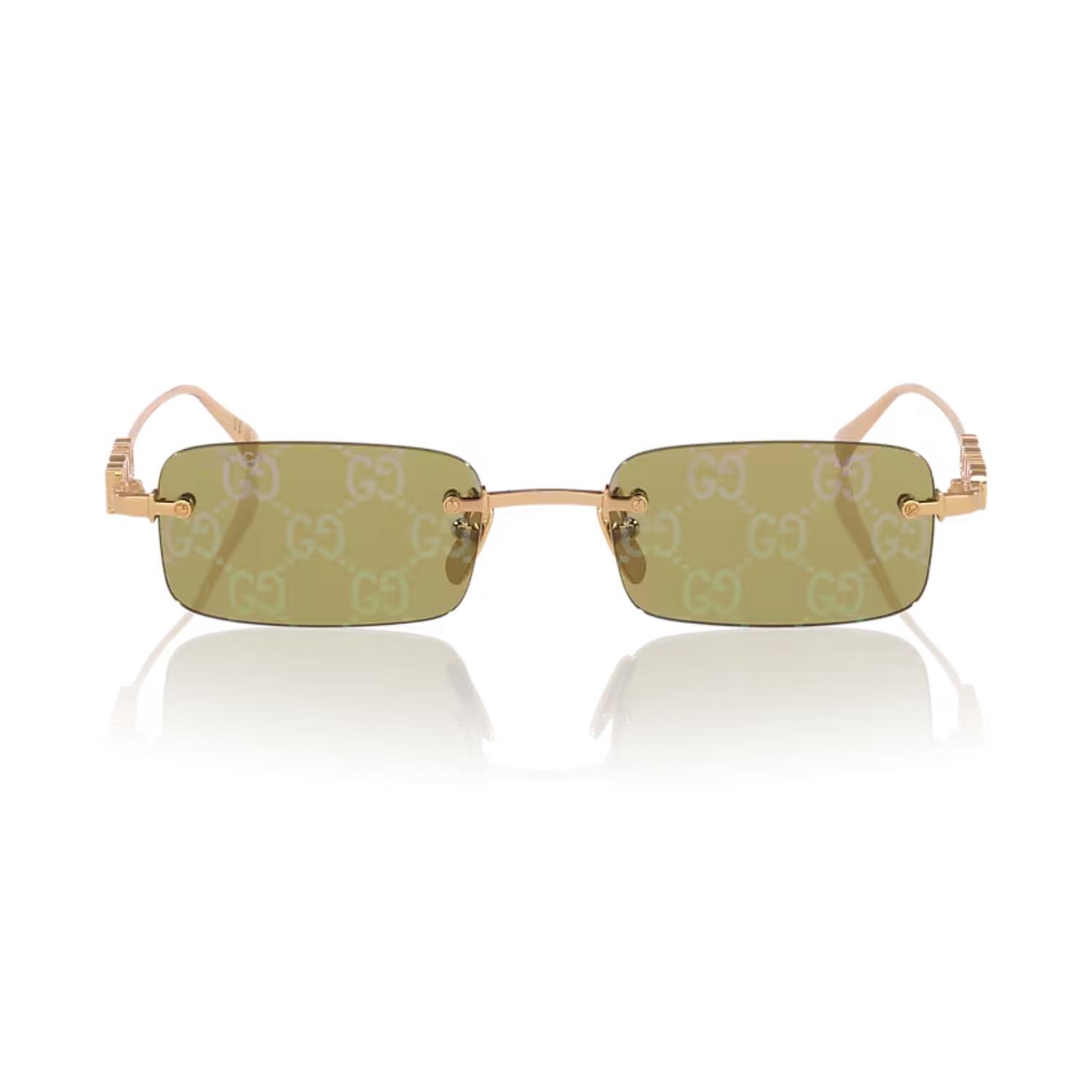 Gucci GG 1808S 002 52 Unisex Dikdörtgen Goldi Metal Güneş Gözlüğü