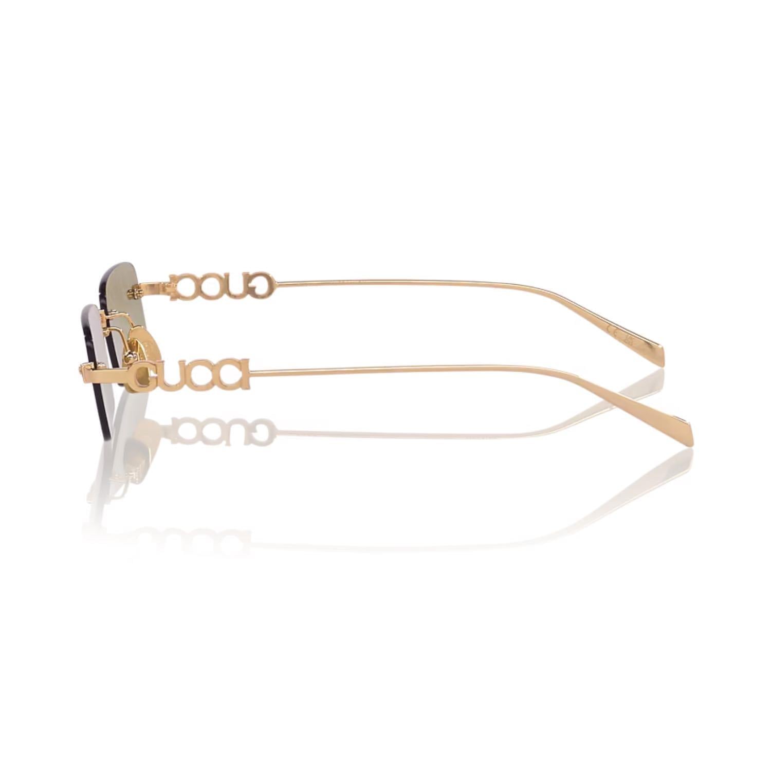 Gucci GG 1808S 002 52 Unisex Dikdörtgen Goldi Metal Güneş Gözlüğü
