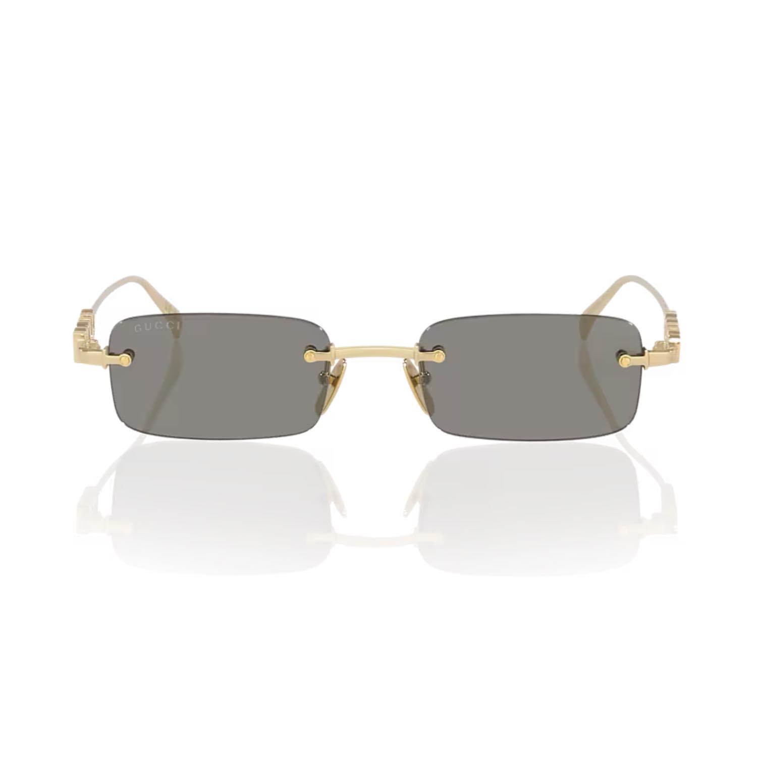 Gucci GG 1808S 003 52 Unisex Dikdörtgen Gold Metal Güneş Gözlüğü