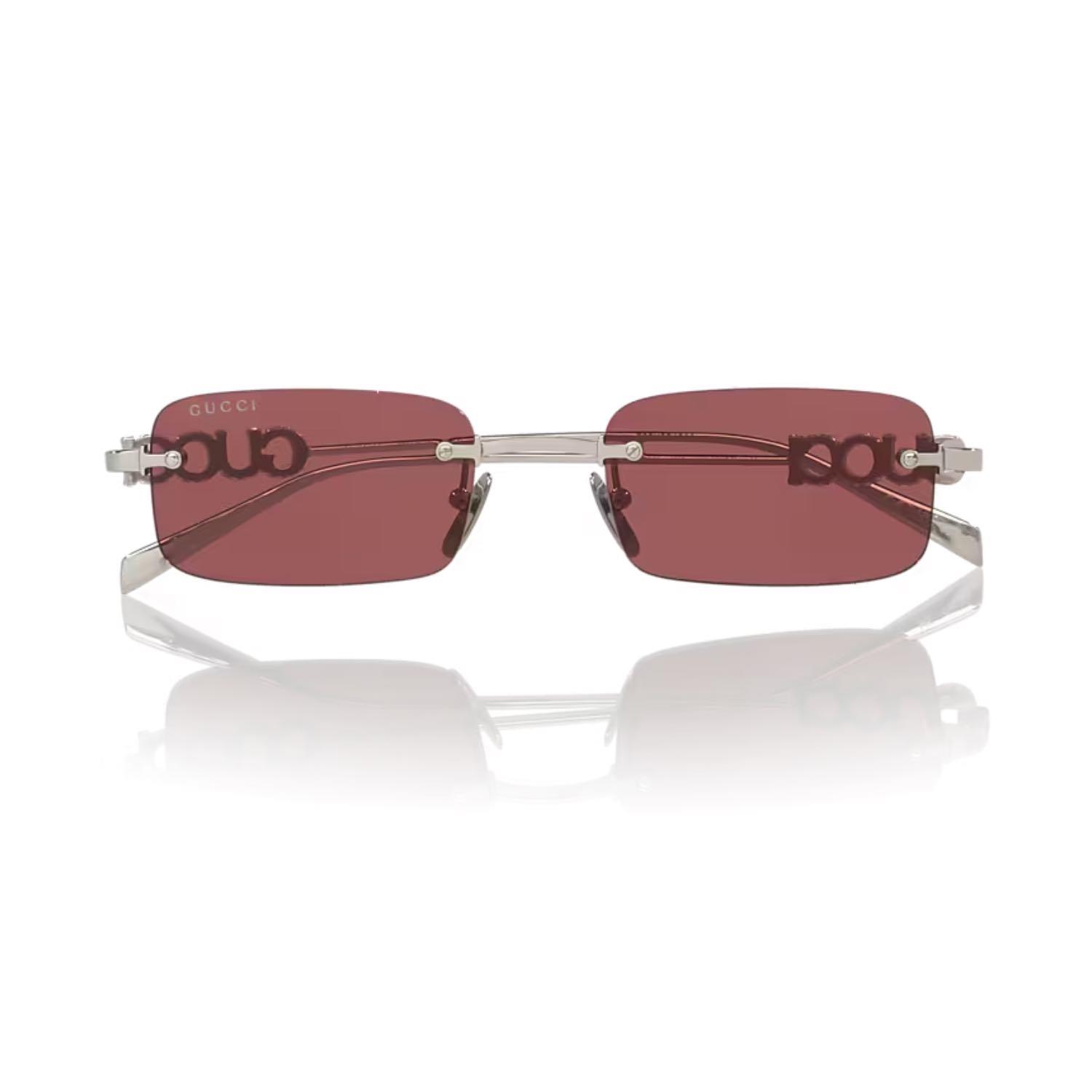 Gucci GG 1808S 004 52 Unisex Dikdörtgen Gri Metal Güneş Gözlüğü