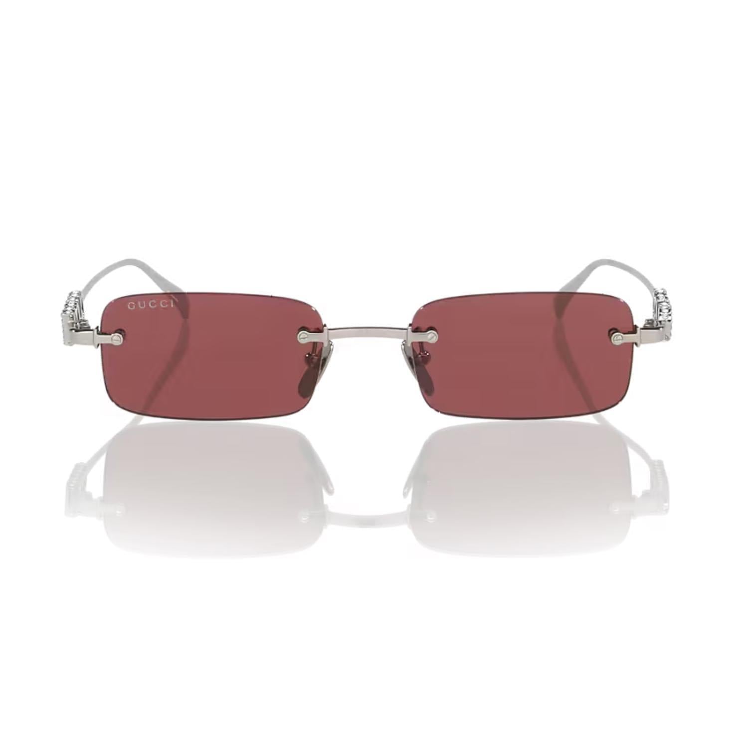 Gucci GG 1808S 004 52 Unisex Dikdörtgen Gri Metal Güneş Gözlüğü