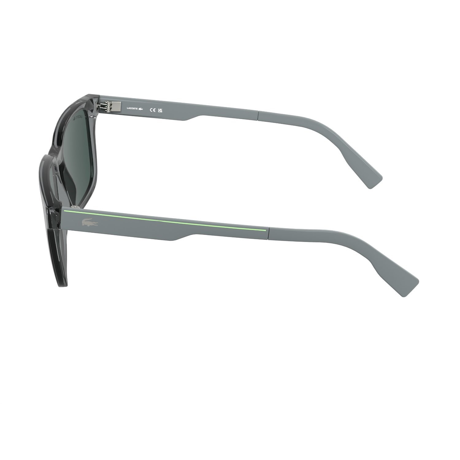 Lacoste L 6077S 035 55 Unisex Dikdörtgen Şeffaf Gri Kemik Güneş Gözlüğü