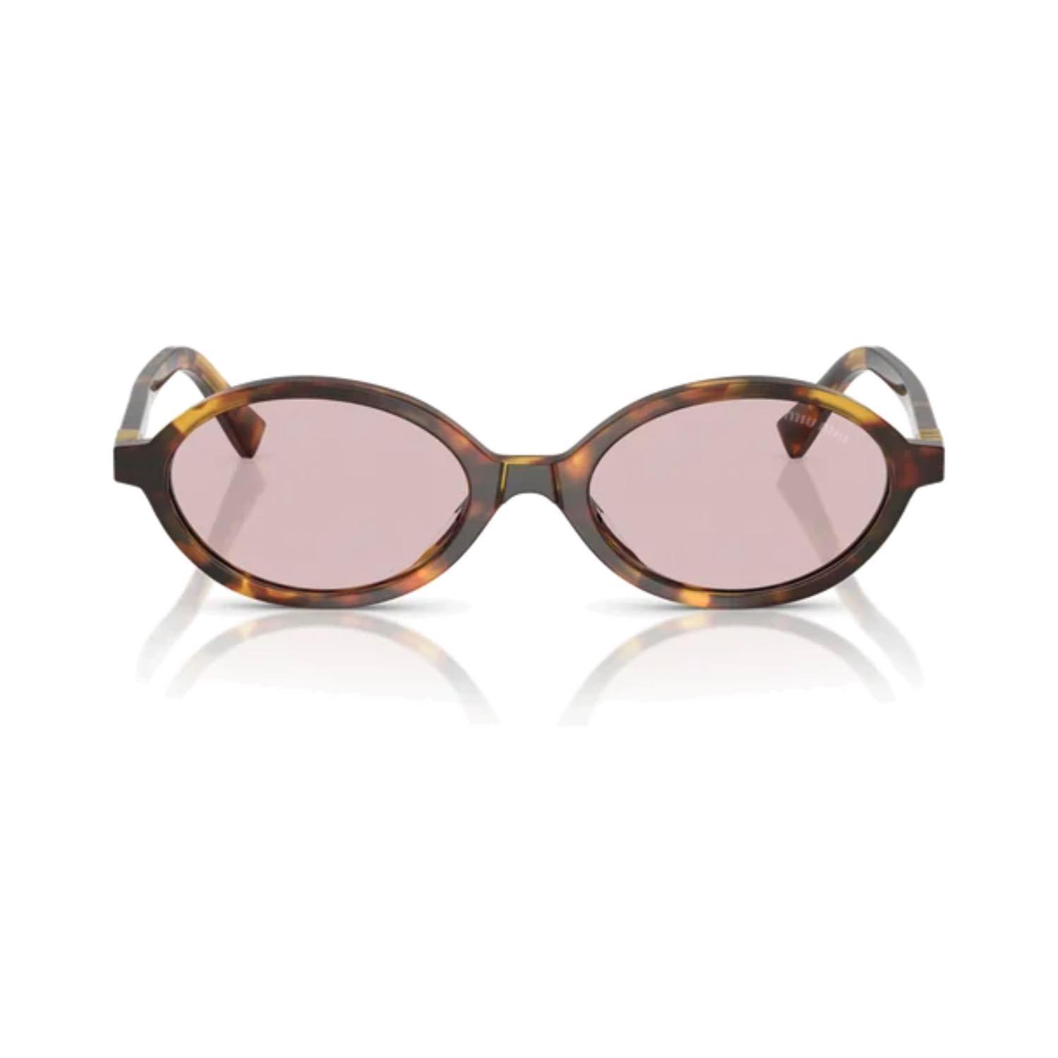 MIU MIU 04ZS 14L4I0 50 Kadın Oval Kırçıllı Kahverengi Kemik Güneş Gözlüğü