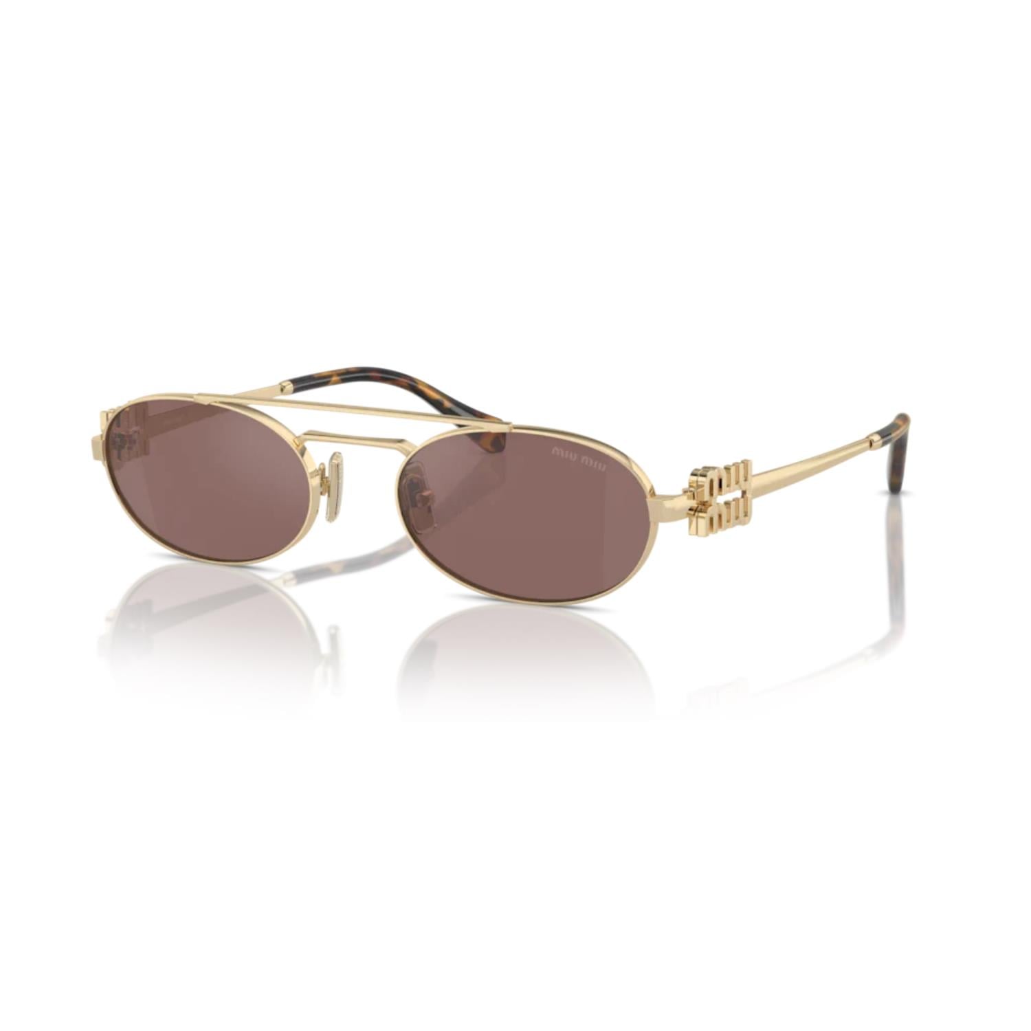Miu Miu 54ZS ZVN70D 53 Kadın Oval Gold Metal Güneş Gözlüğü