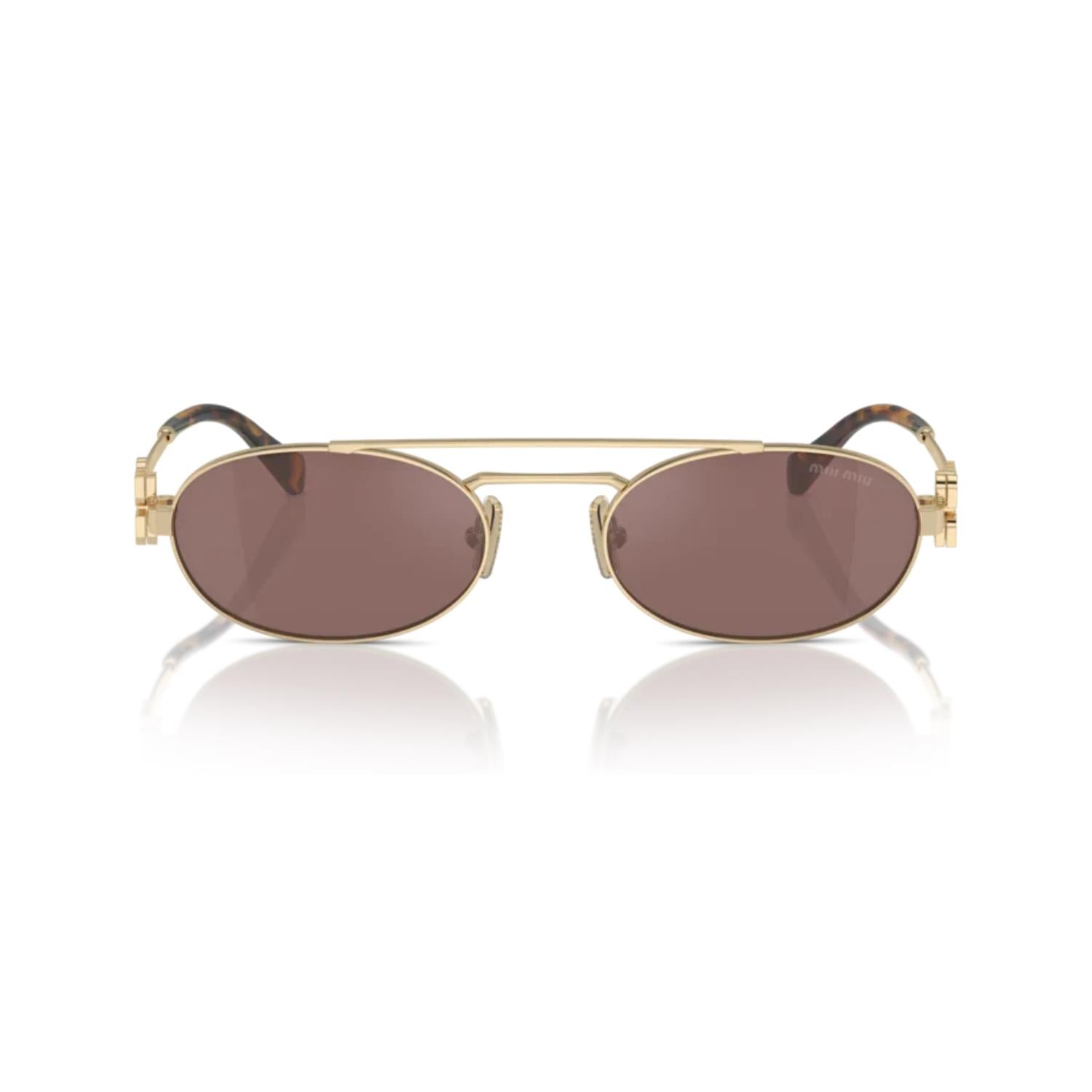 Miu Miu 54ZS ZVN70D 53 Kadın Oval Gold Metal Güneş Gözlüğü