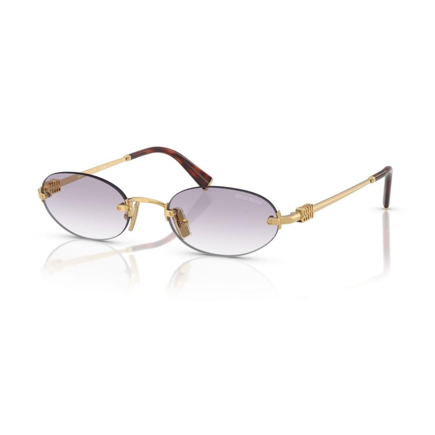 MIU MIU A54S 5AK04O 51 Kadın Oval Gold Metal Güneş Gözlüğü
