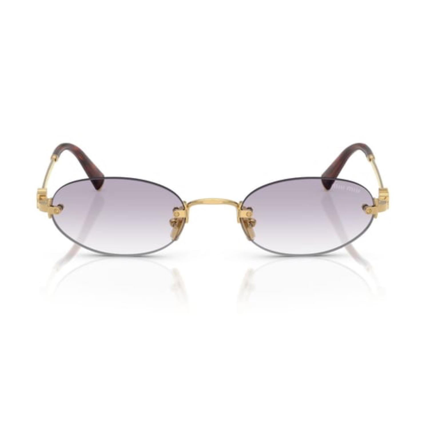 MIU MIU A54S 5AK04O 51 Kadın Oval Gold Metal Güneş Gözlüğü