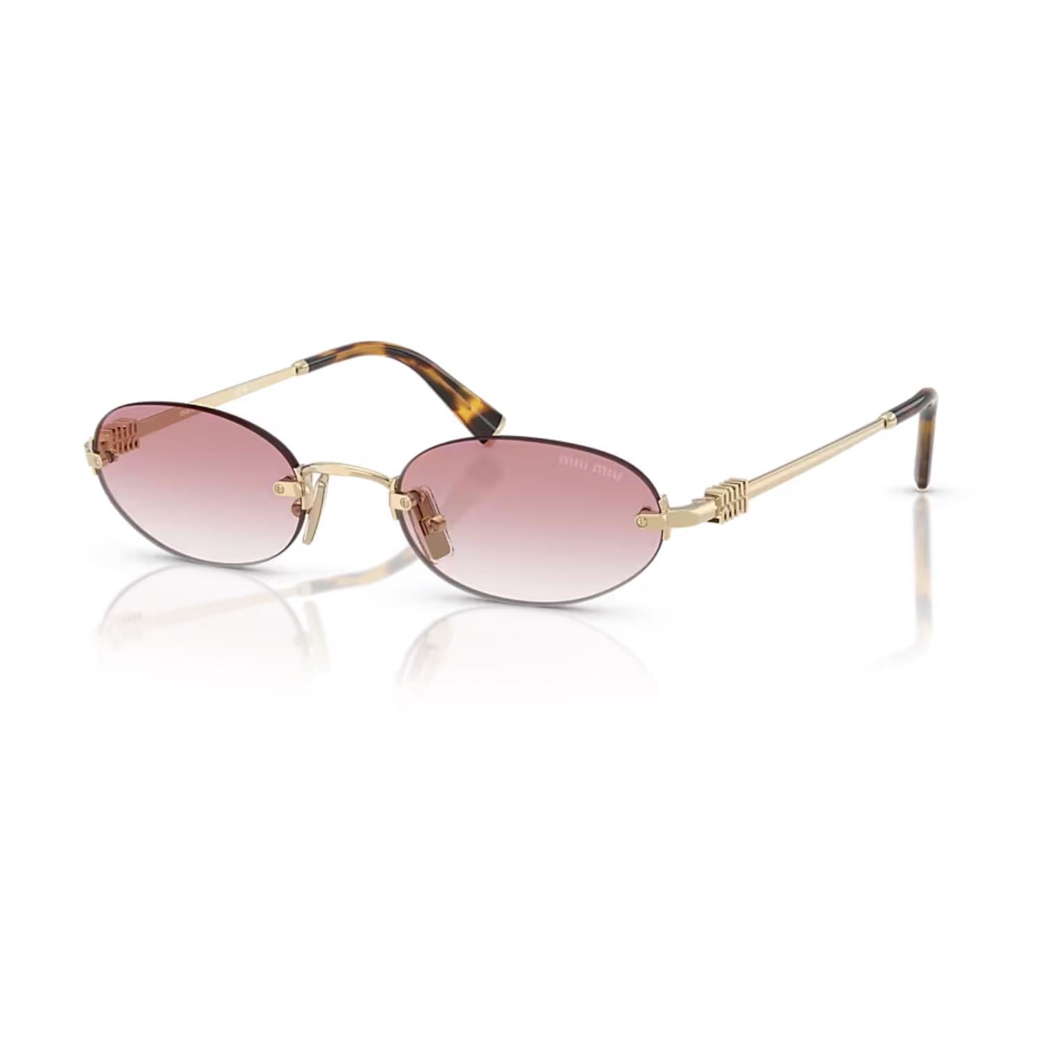 MIU MIU A54S ZVN70O 51 Kadın Oval Gold Metal Güneş Gözlüğü