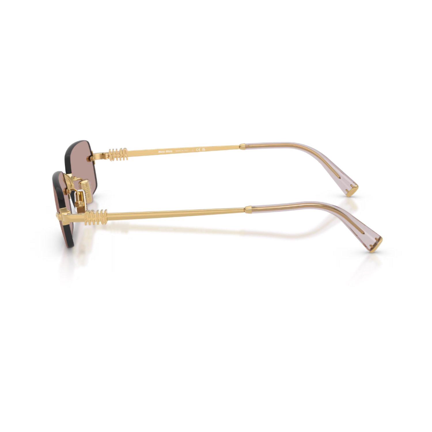 MIU MIU B50S 5AK20I 52 Unisex Dikdörtgen Gold Metal Güneş Gözlüğü