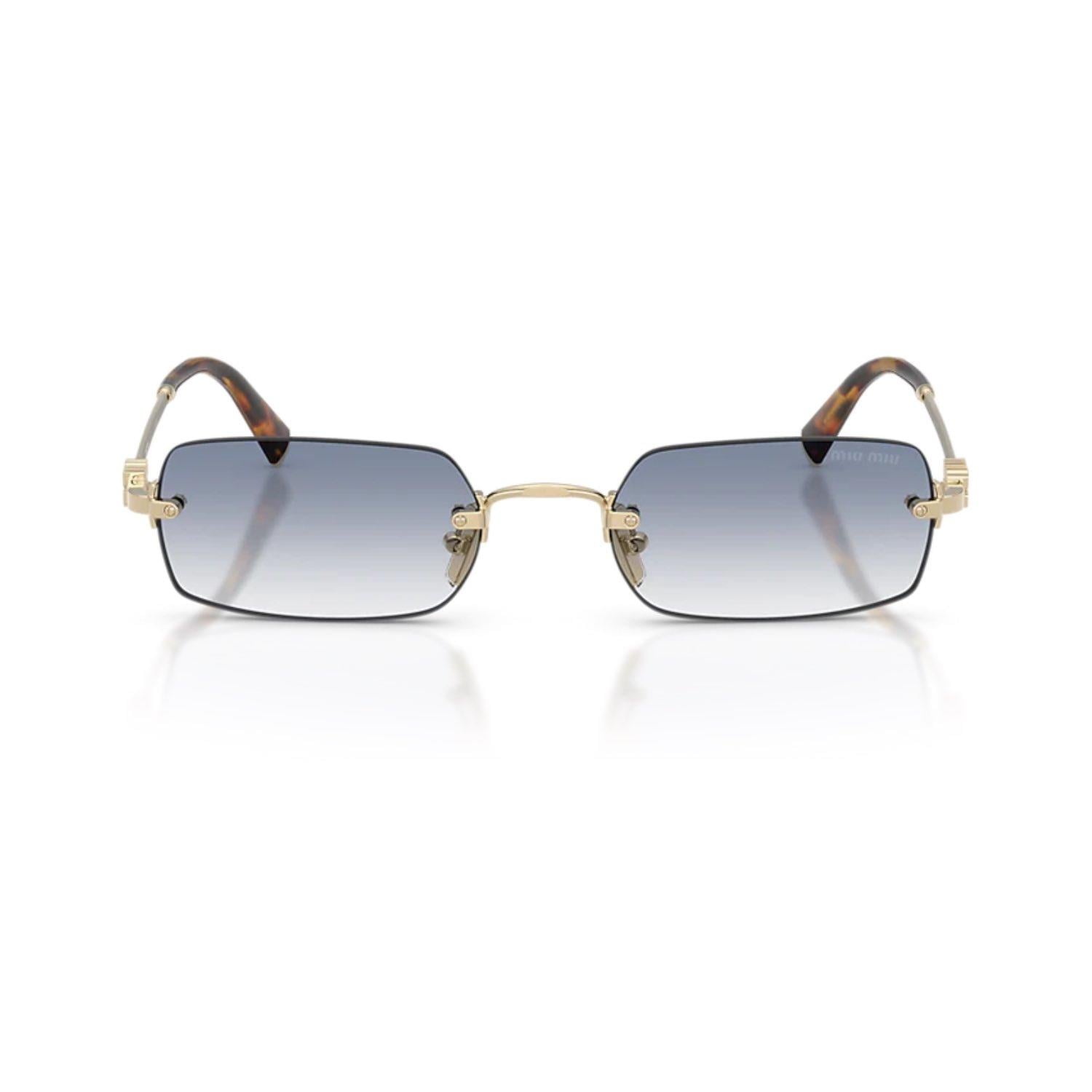 MIU MIU B50S ZVN80O 50 Unisex Dikdörtgen Gold Metal Güneş Gözlüğü