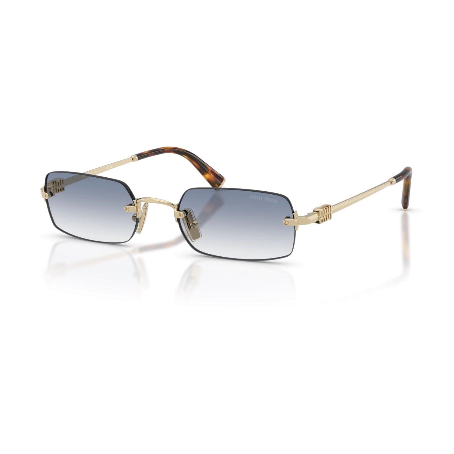 MIU MIU B50S ZVN80O 52 Unisex Dikdörtgen Gold Metal Güneş Gözlüğü