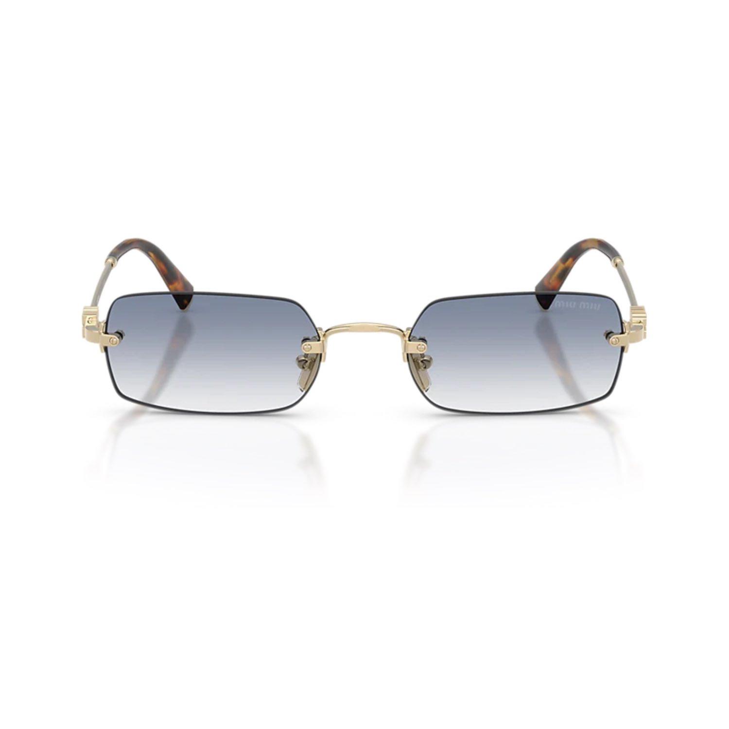 MIU MIU B50S ZVN80O 52 Unisex Dikdörtgen Gold Metal Güneş Gözlüğü