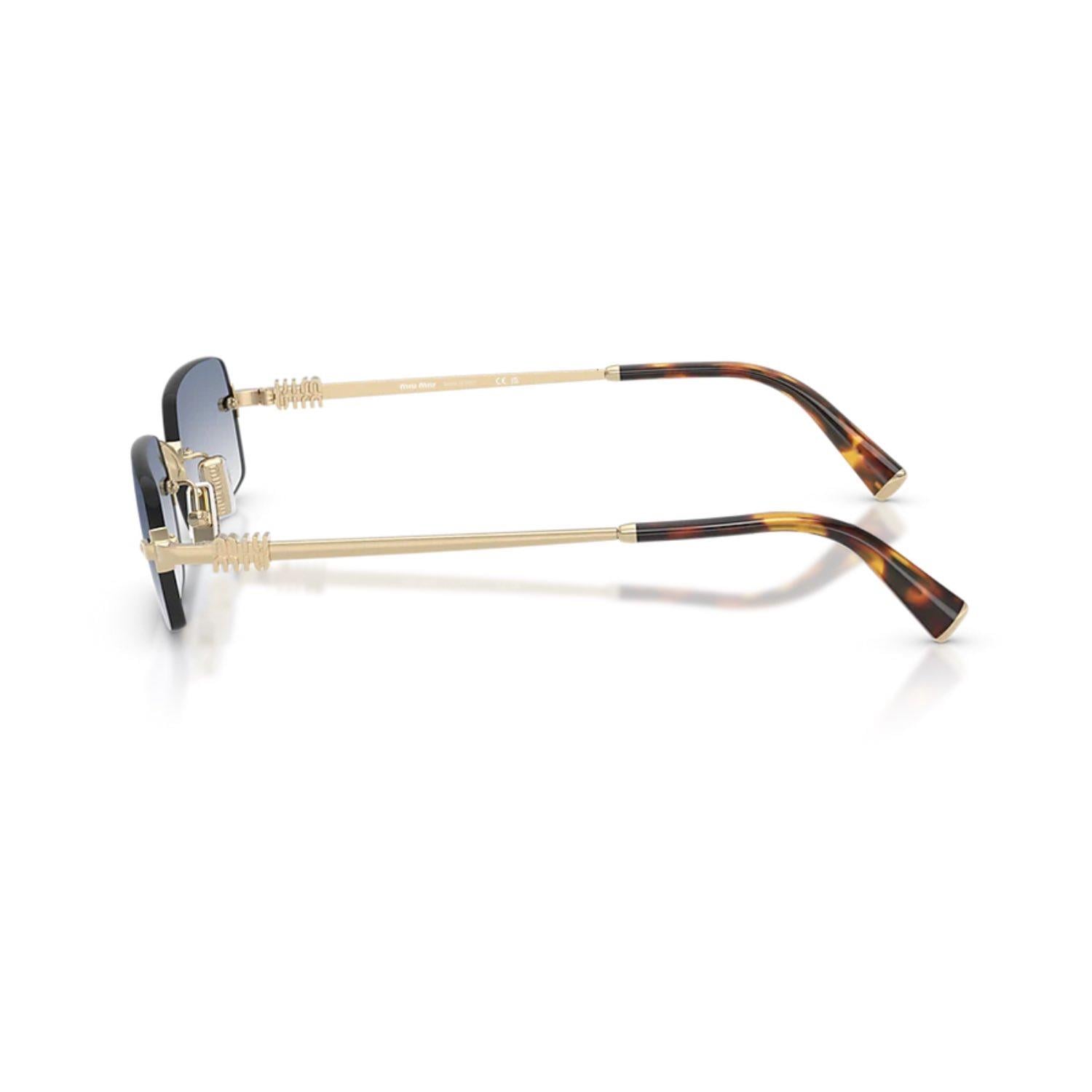 MIU MIU B50S ZVN80O 52 Unisex Dikdörtgen Gold Metal Güneş Gözlüğü