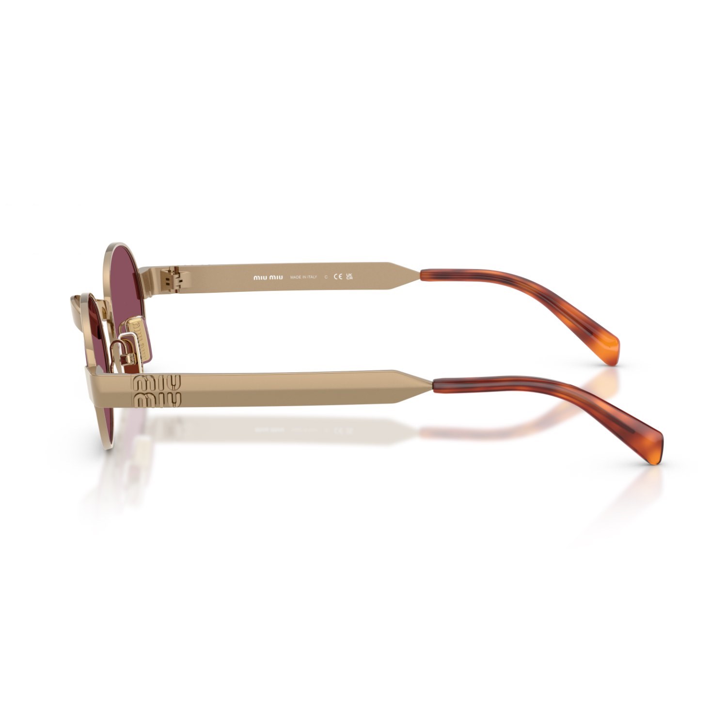 MIU MIU B51S 7OE30Y 47 Kadın Oval Gold Metal Güneş Gözlüğü